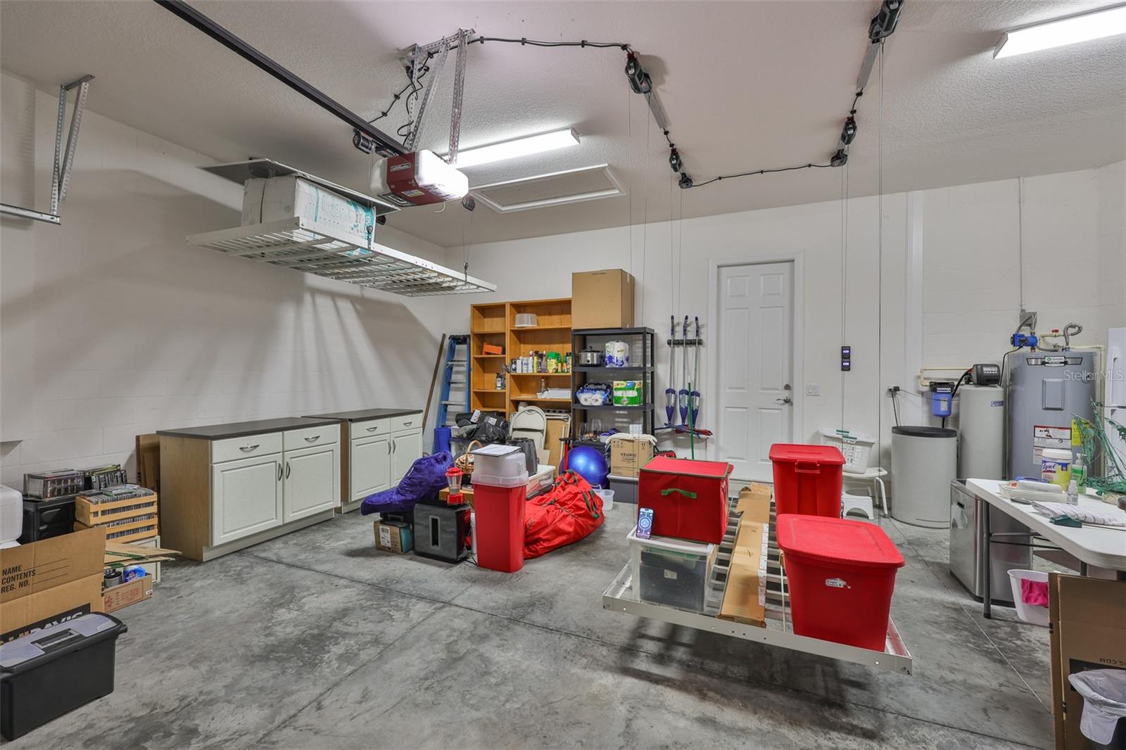 Garage showing Motorized Stg Rack in "Down" Position