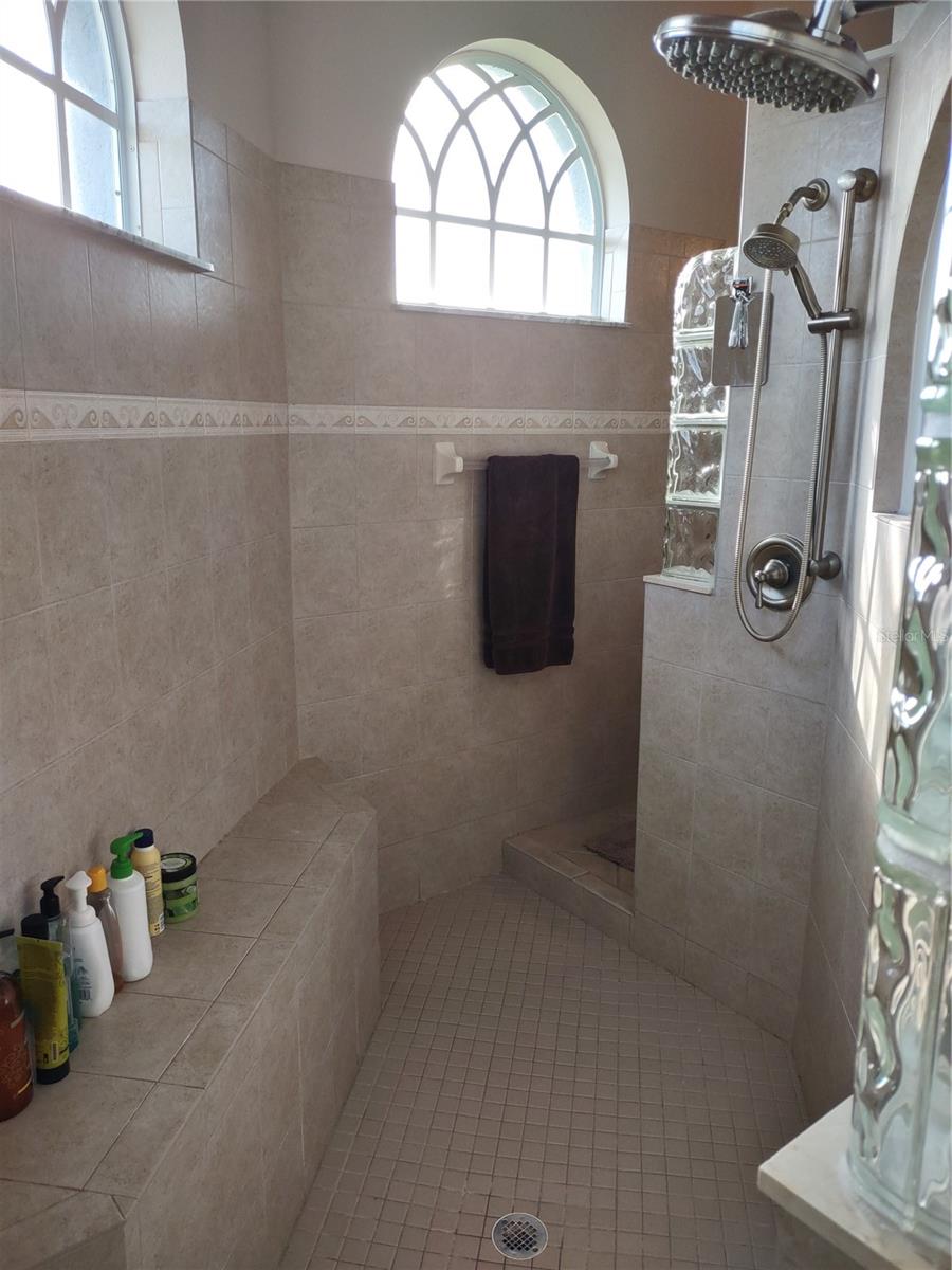 Master Shower behind Jacuzzi, double shower heads