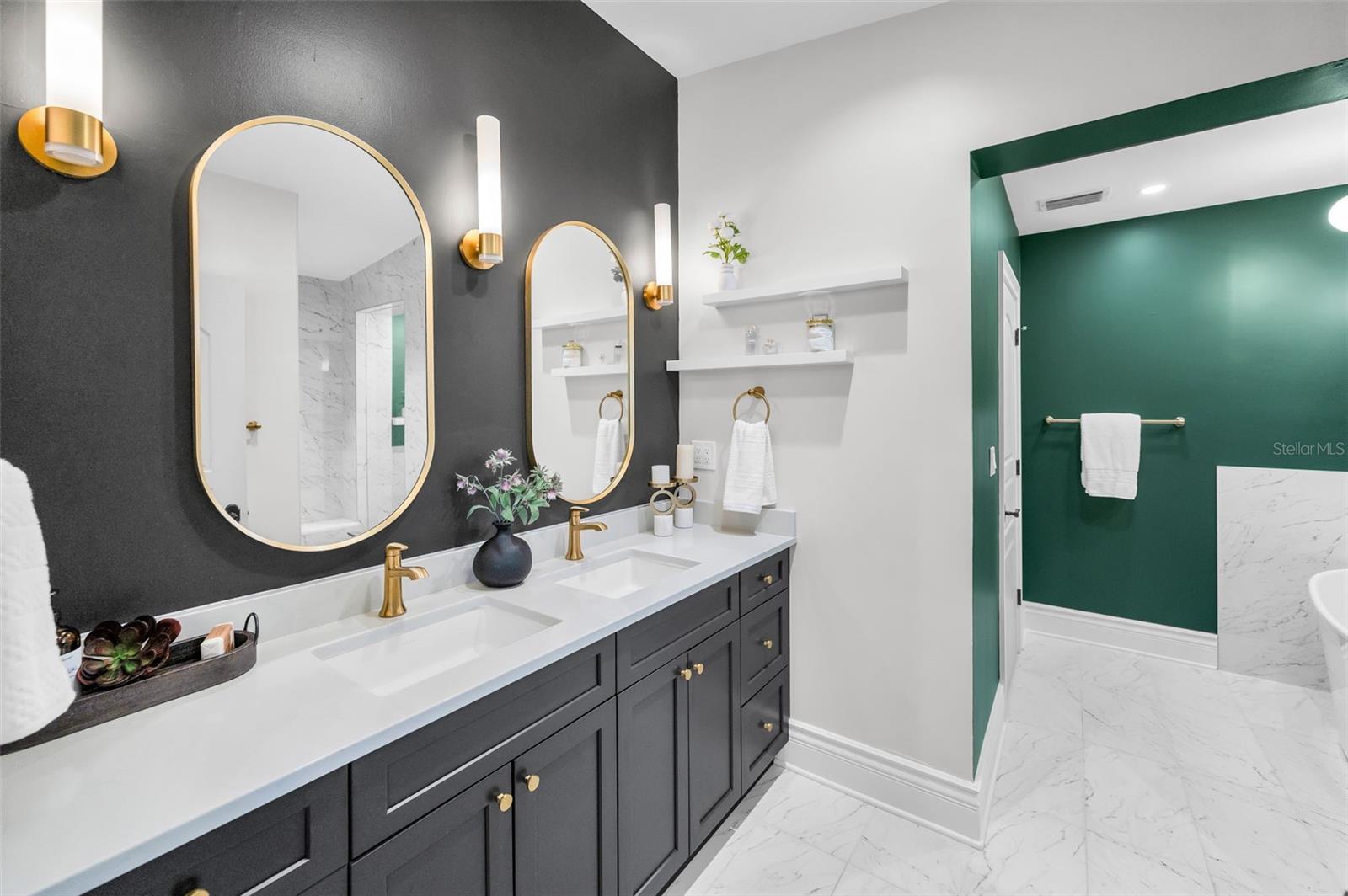 Thoughtful design and gorgeous finishing touches to the Primary Bathroom.