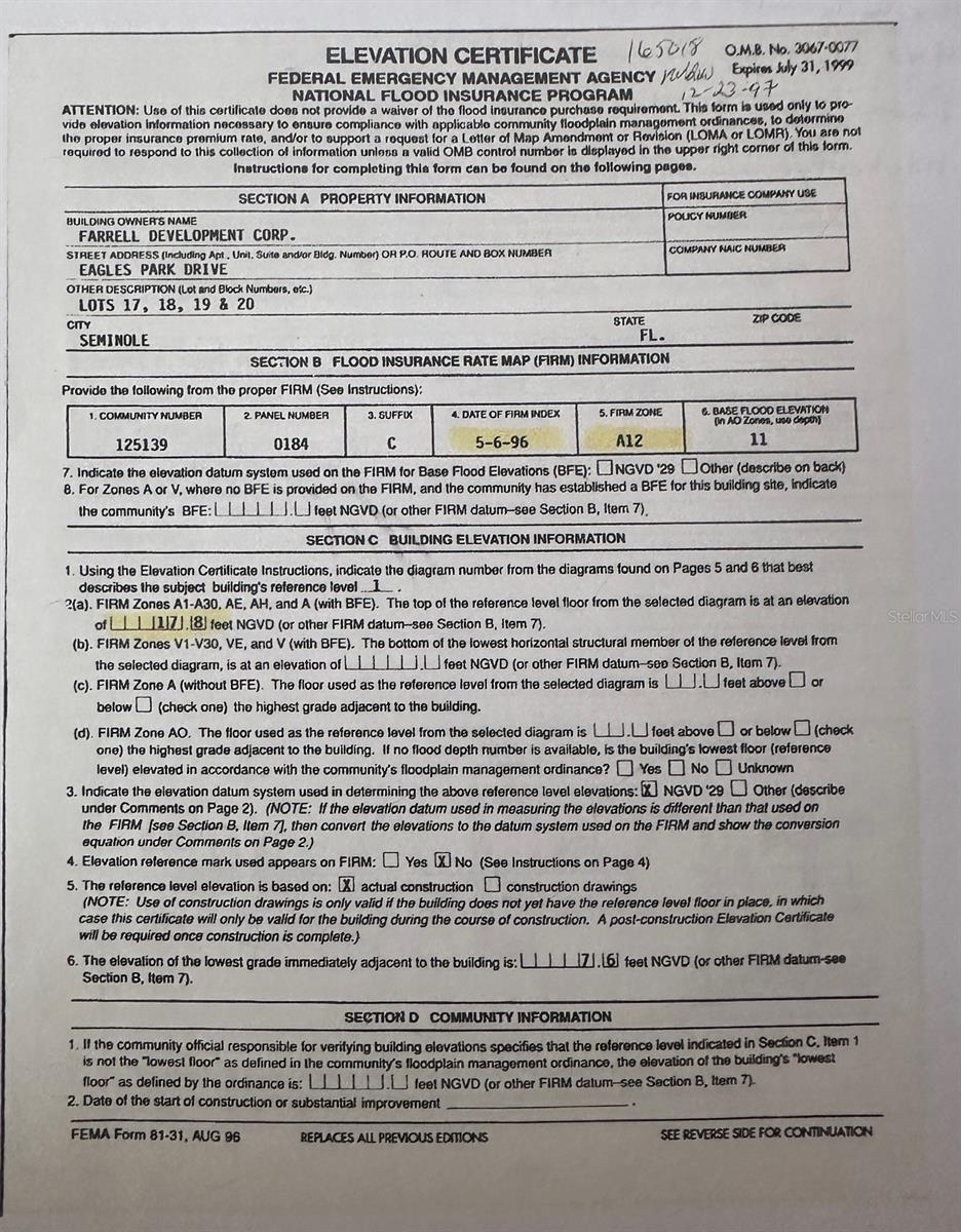 Elevation Certificate