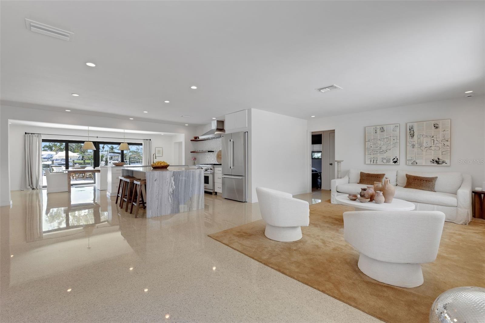 Open concept with gleaming terrazzo!