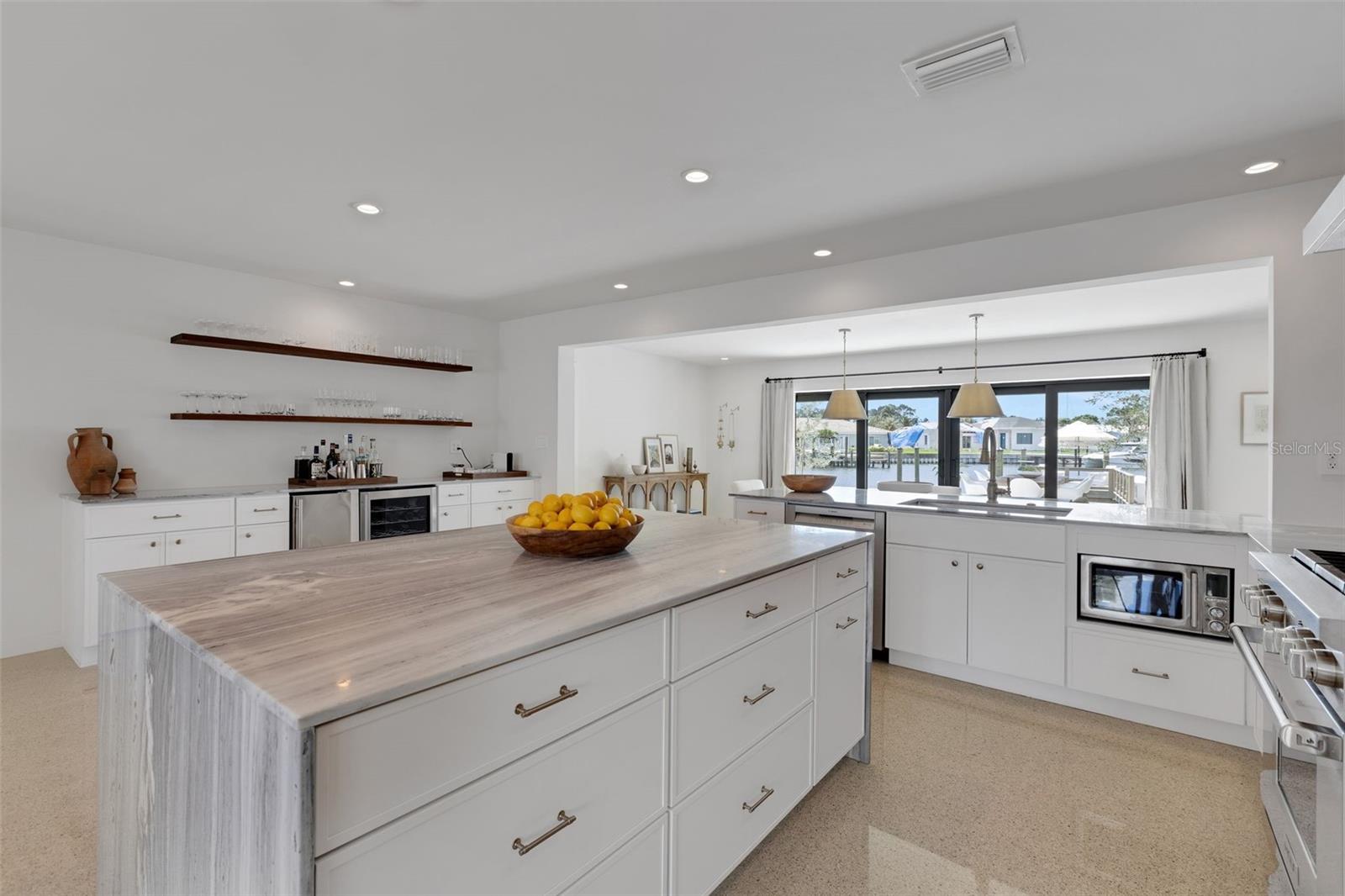 Large island in the kitchen