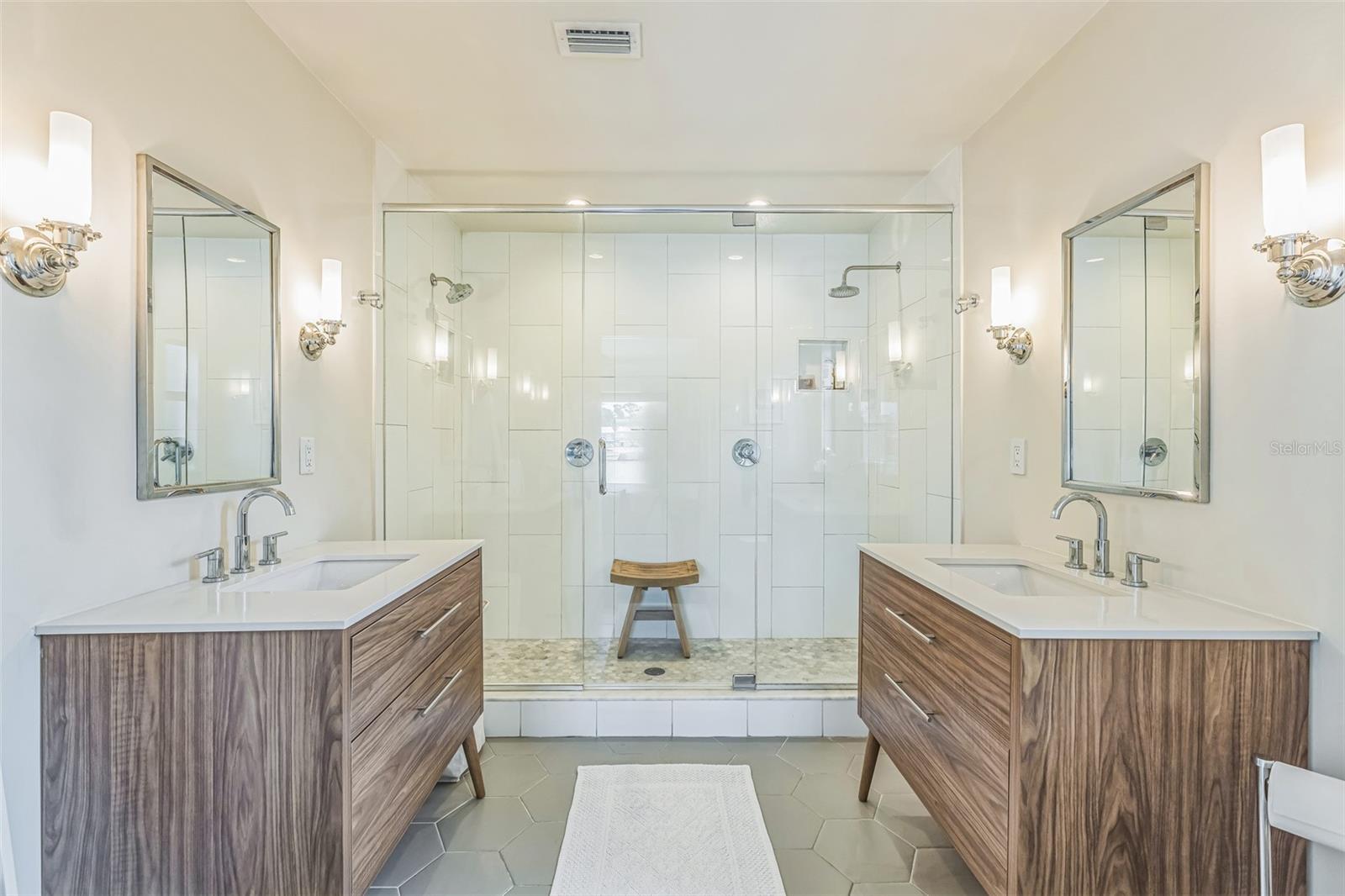 Primary bathroom with dual sinks