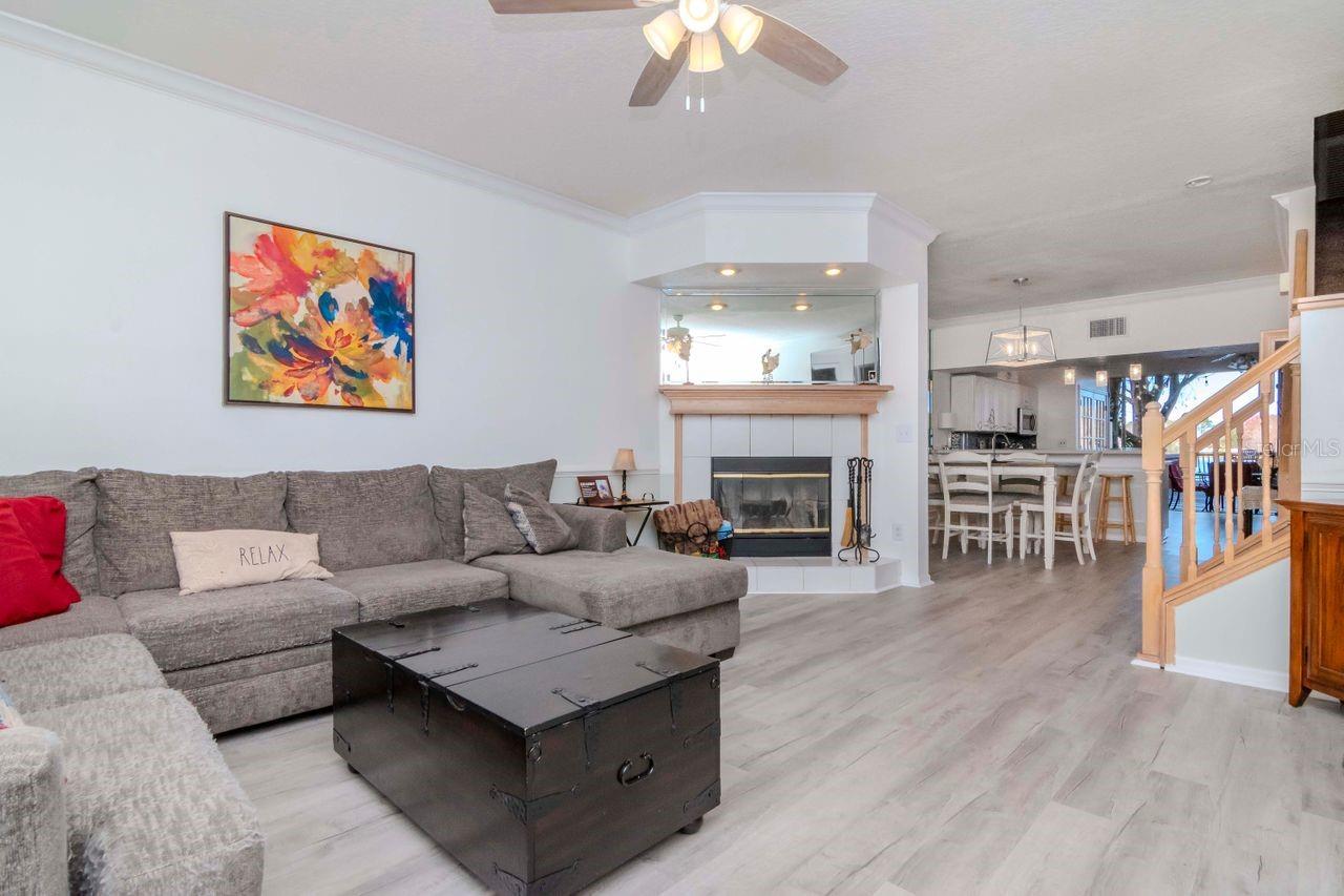 View into kitchen/dining area from main living area.