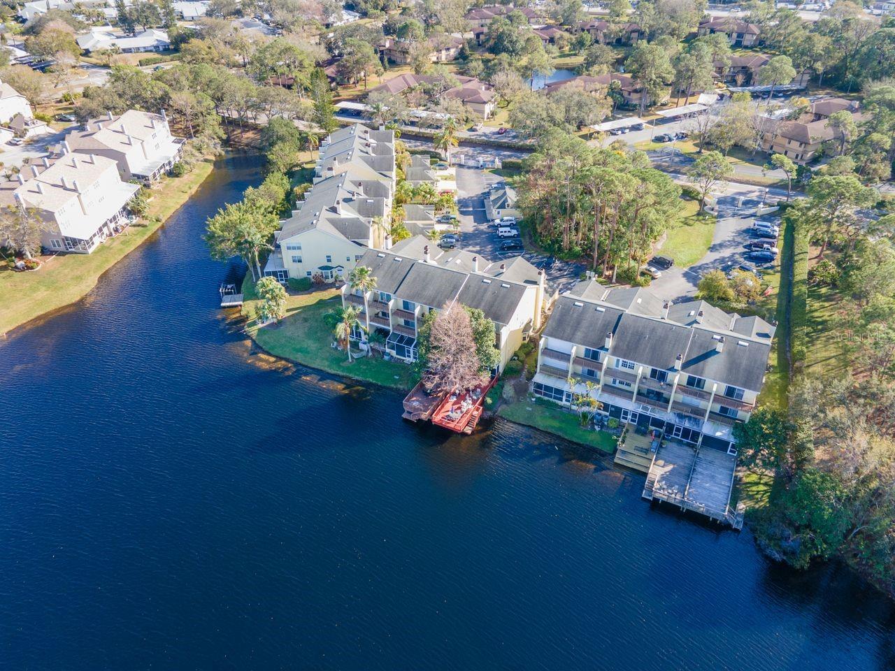 Aerial view of unit over the pond
