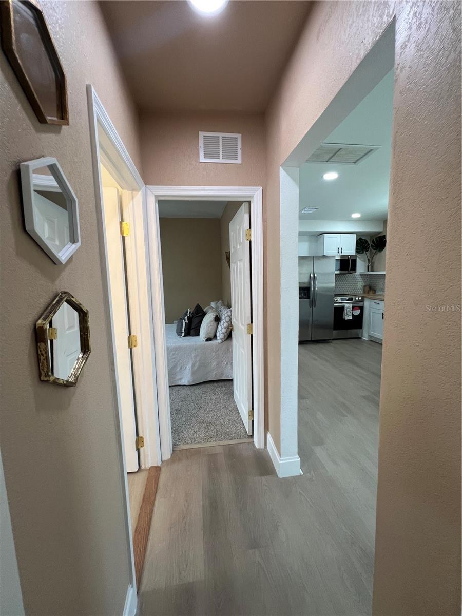 Hall to bedrooms/bathroom