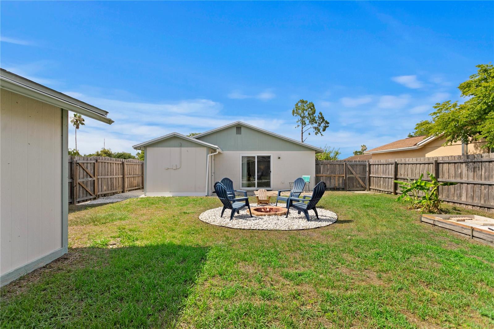 Back yard with Fire Pit