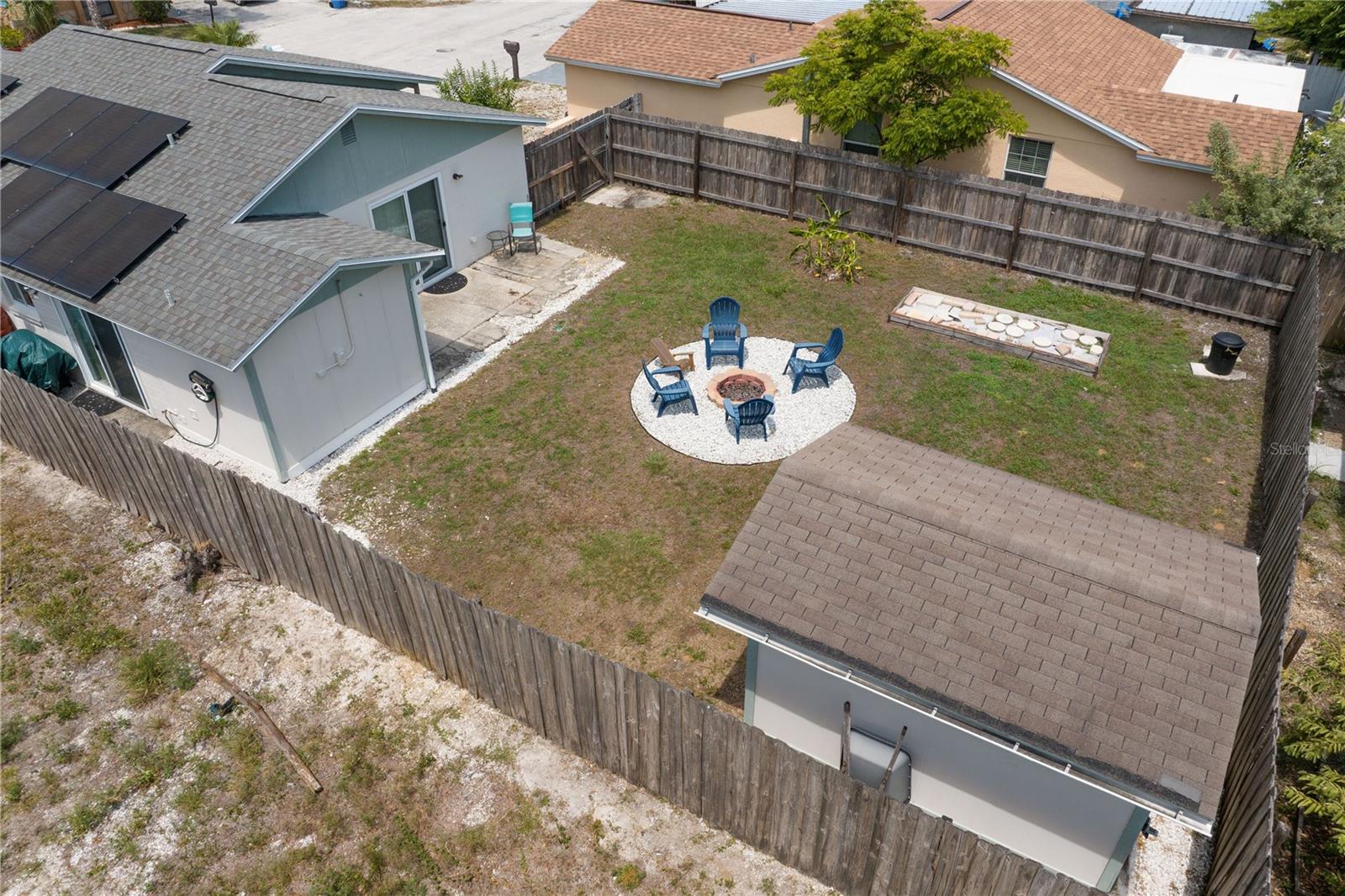 Overhead view of back yard