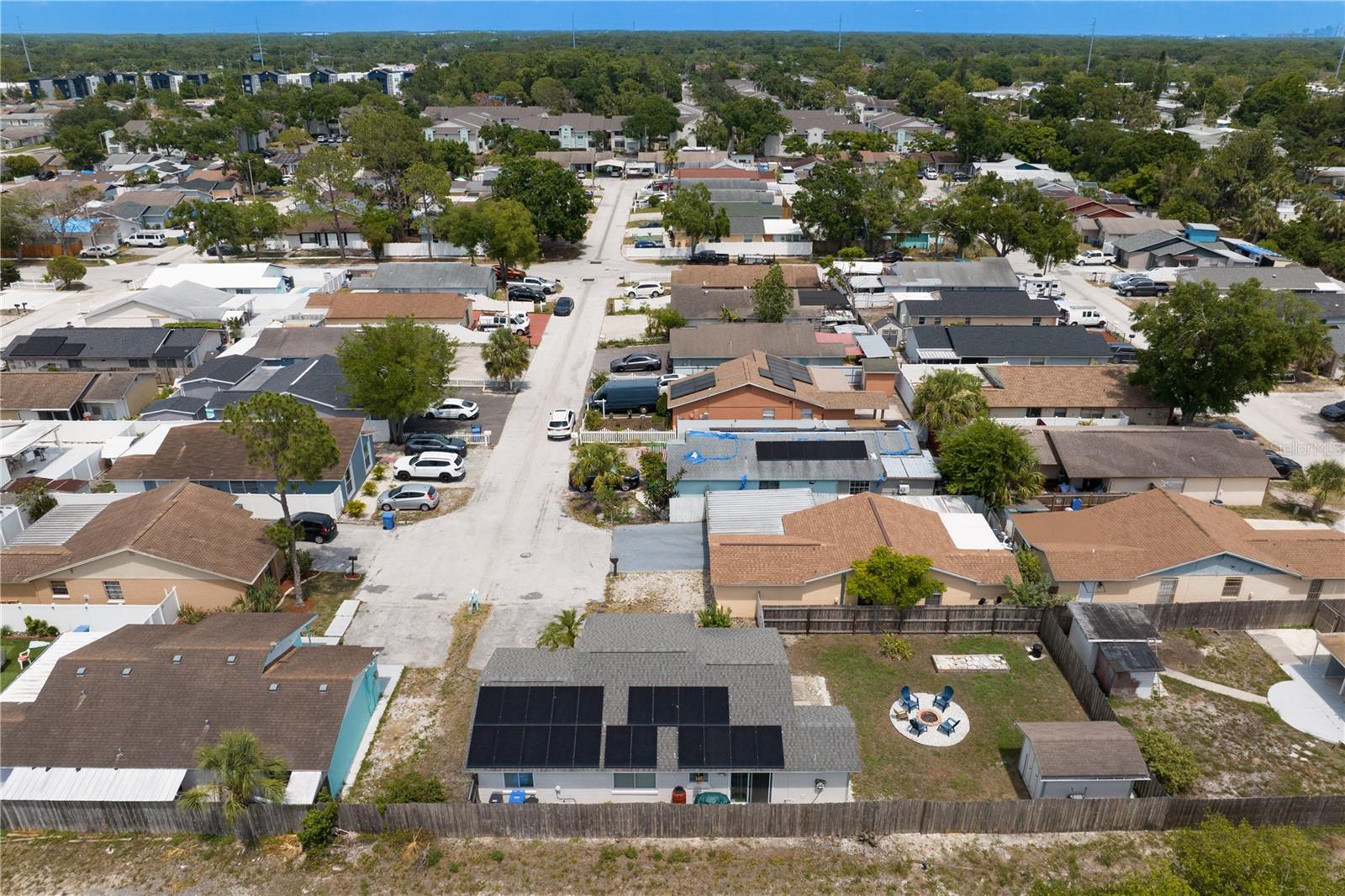 Back of home with solar panels