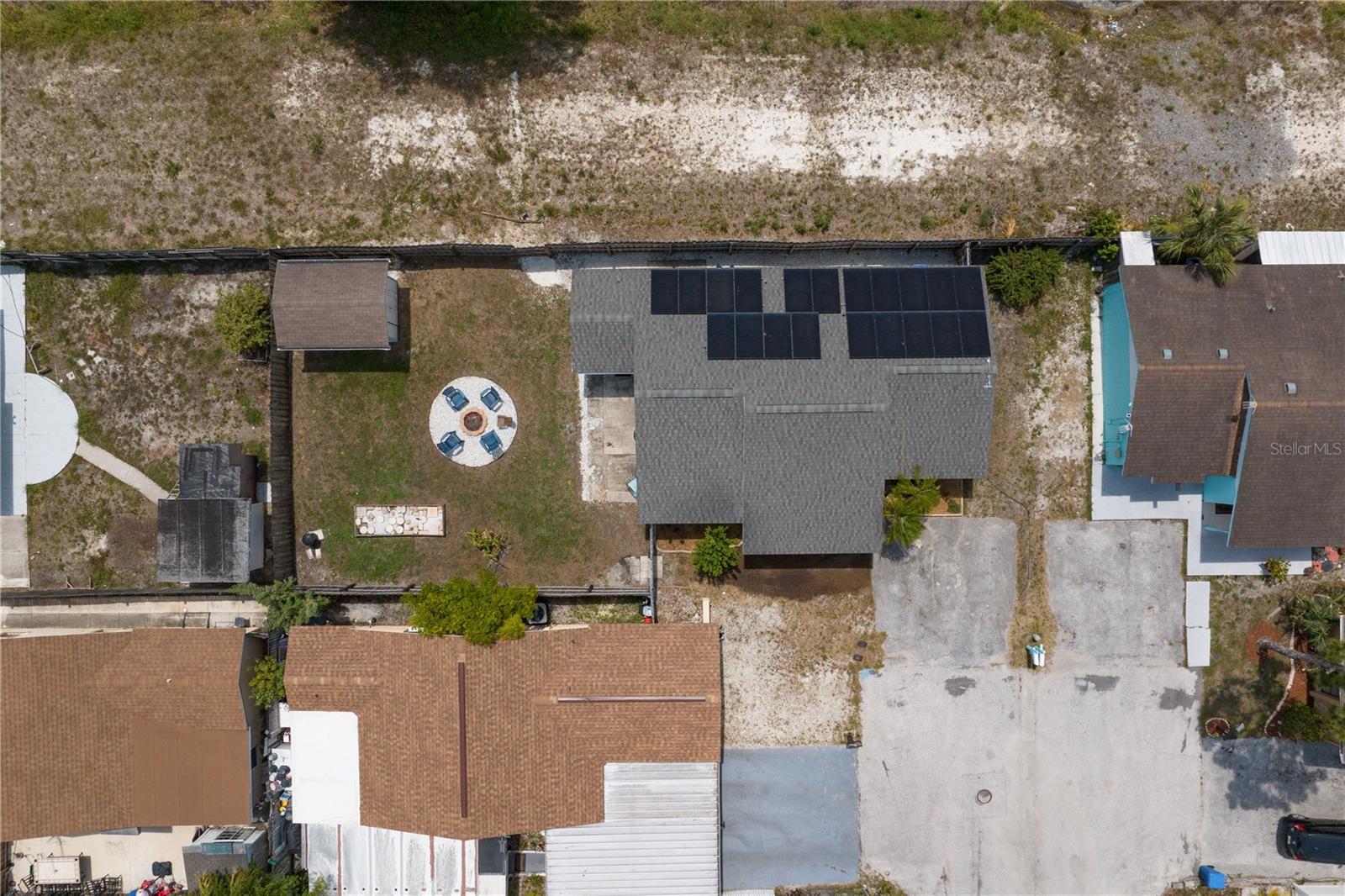 Solar panels on back of home