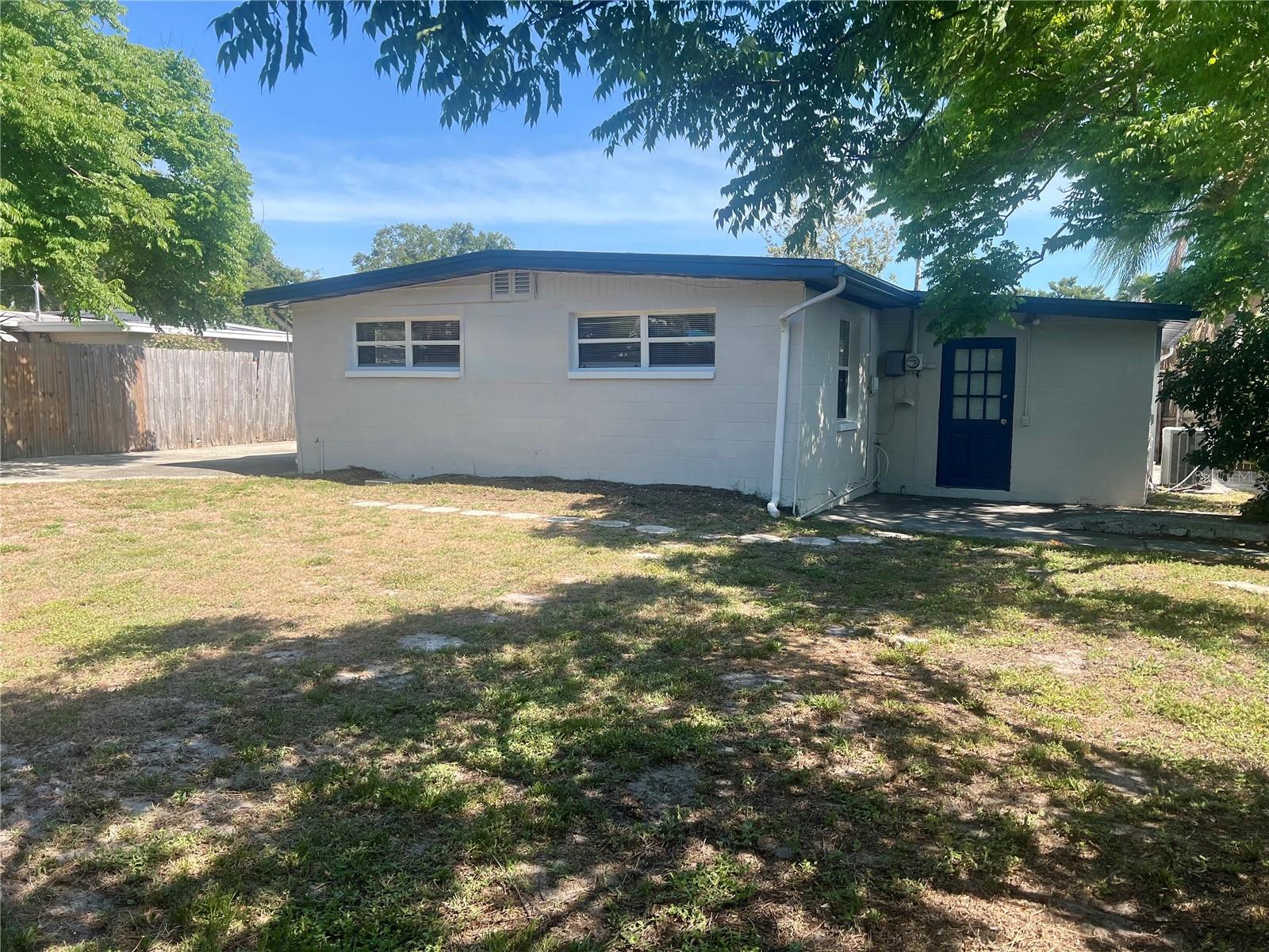 Nice shady yard with 2 patios.