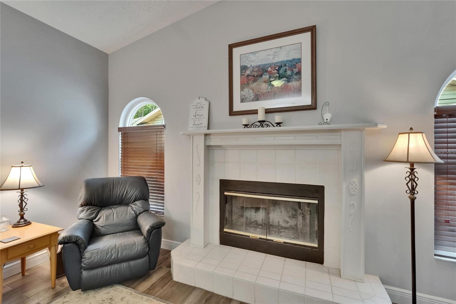 Wood burning fireplace