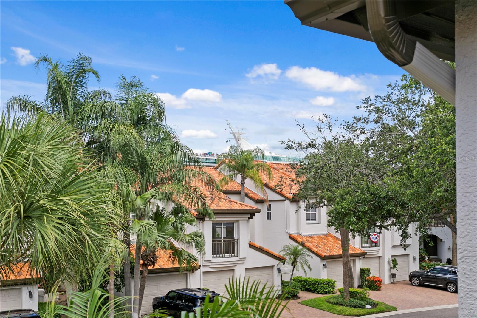 Notice the cruise ship above the rooftops across the street.