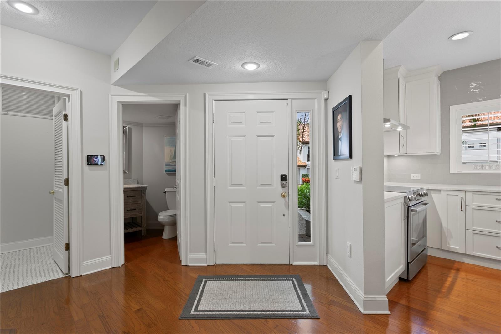 Gleaming wood floors are found throughout the home.