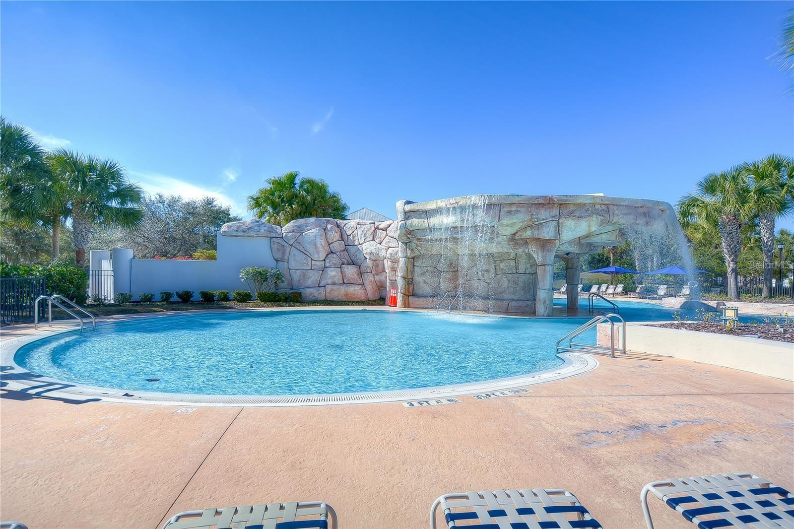 Aquatic Center Waterfall and Waterslide