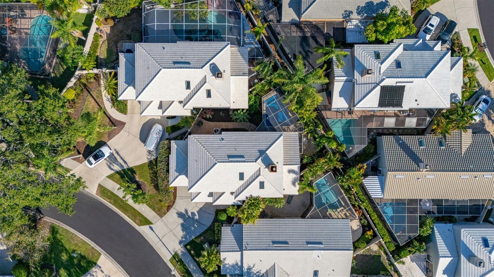 View of Home from Above.  Middle Home is 1103 Kensington Court.
