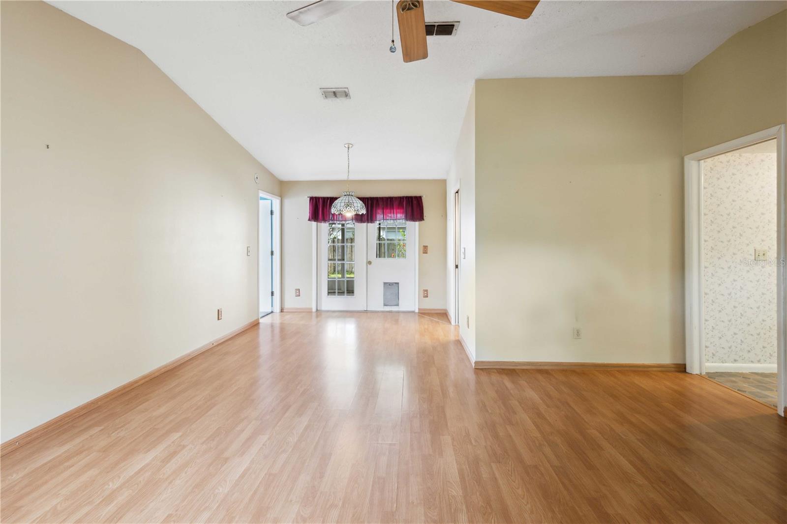 Living room and dining from front door