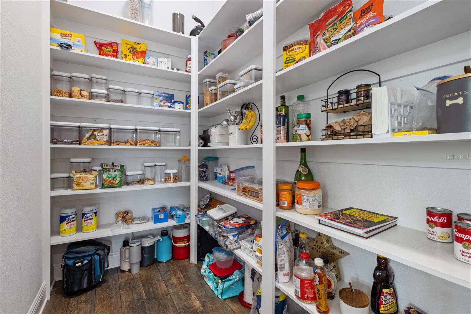 Walk In Pantry with upgraded wood shelving
