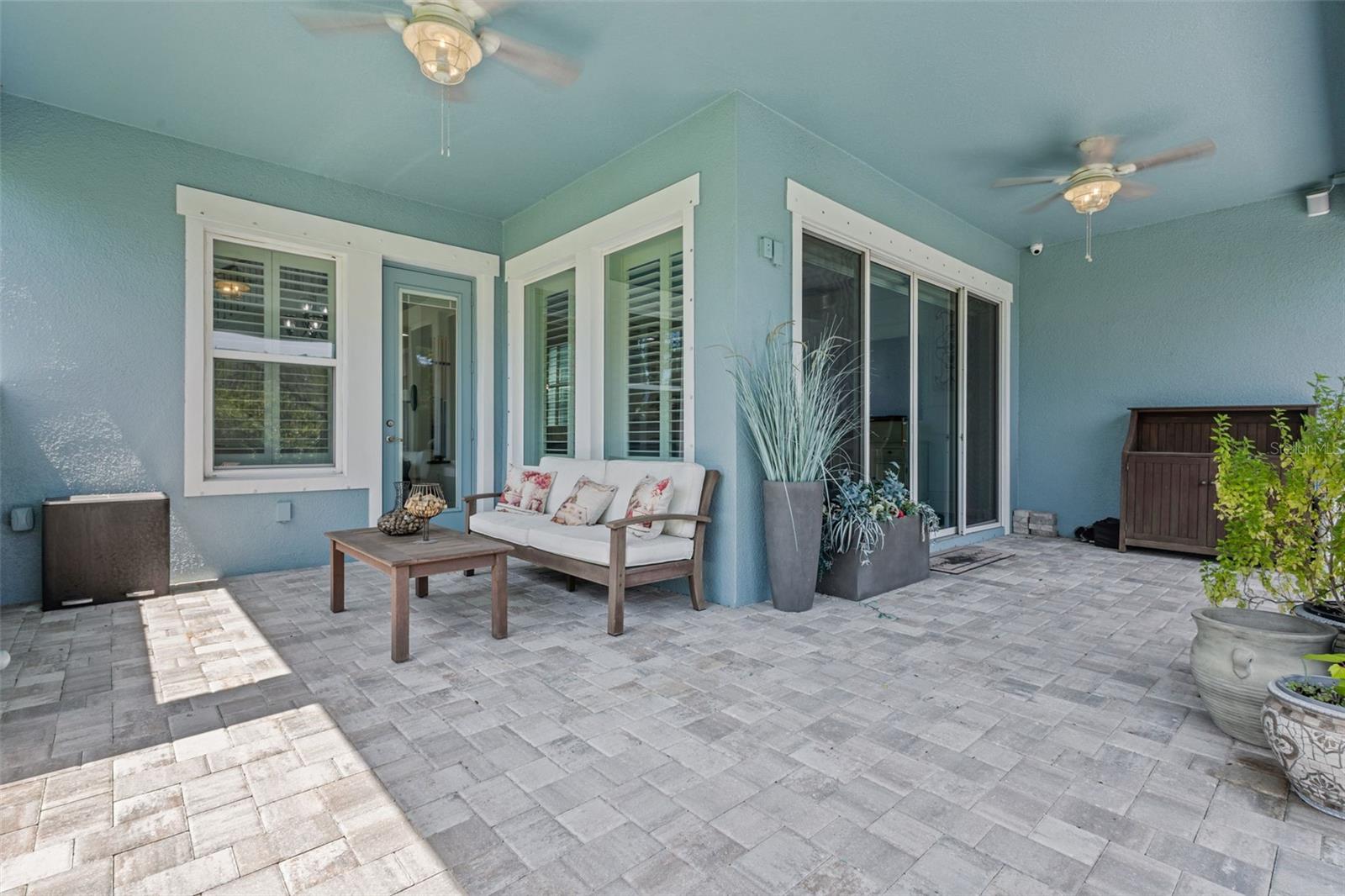 Outdoor Covered area - to the left is hookup for outdoor kitchen