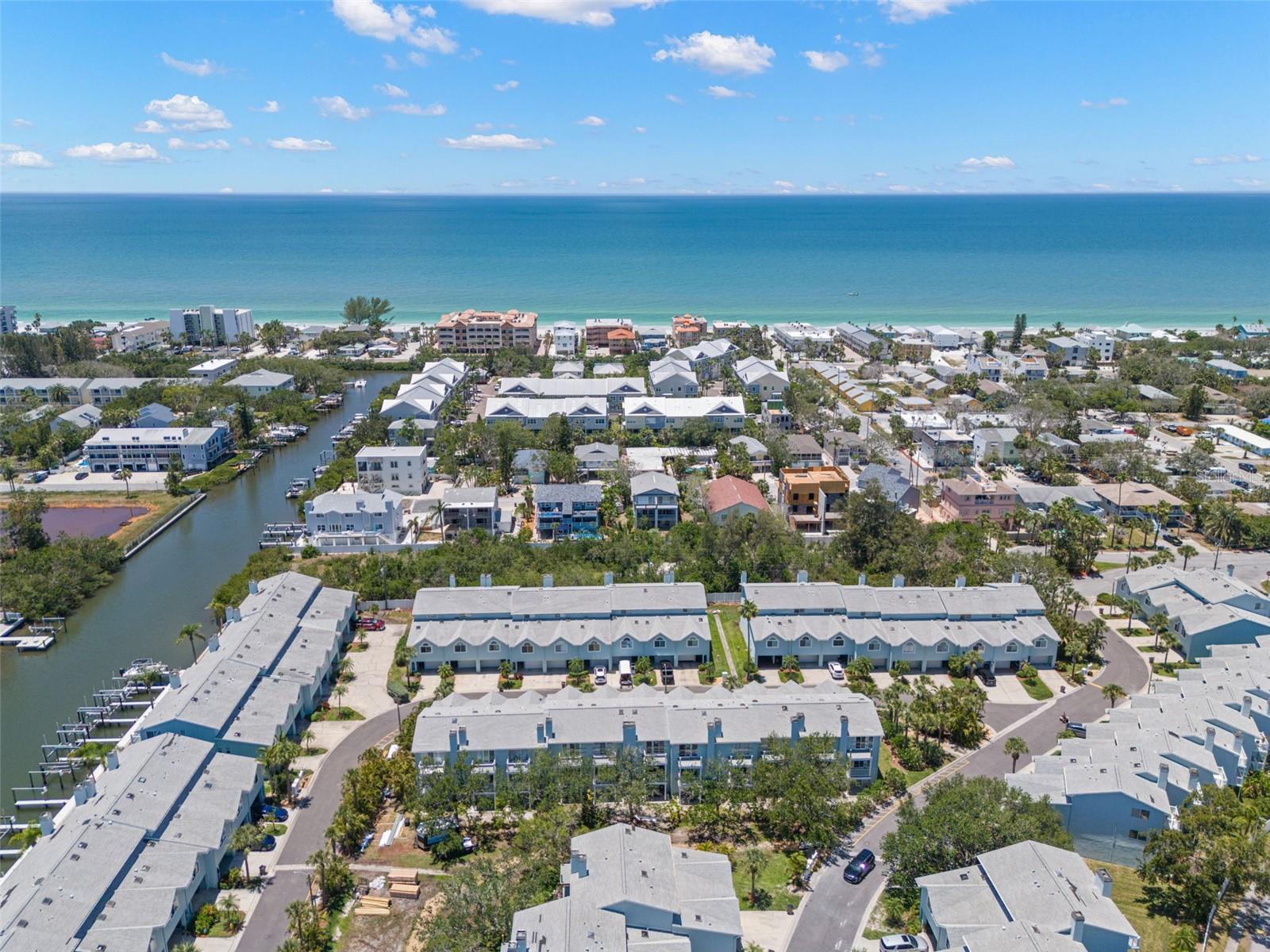 Aerial view showing canal & Gulf
