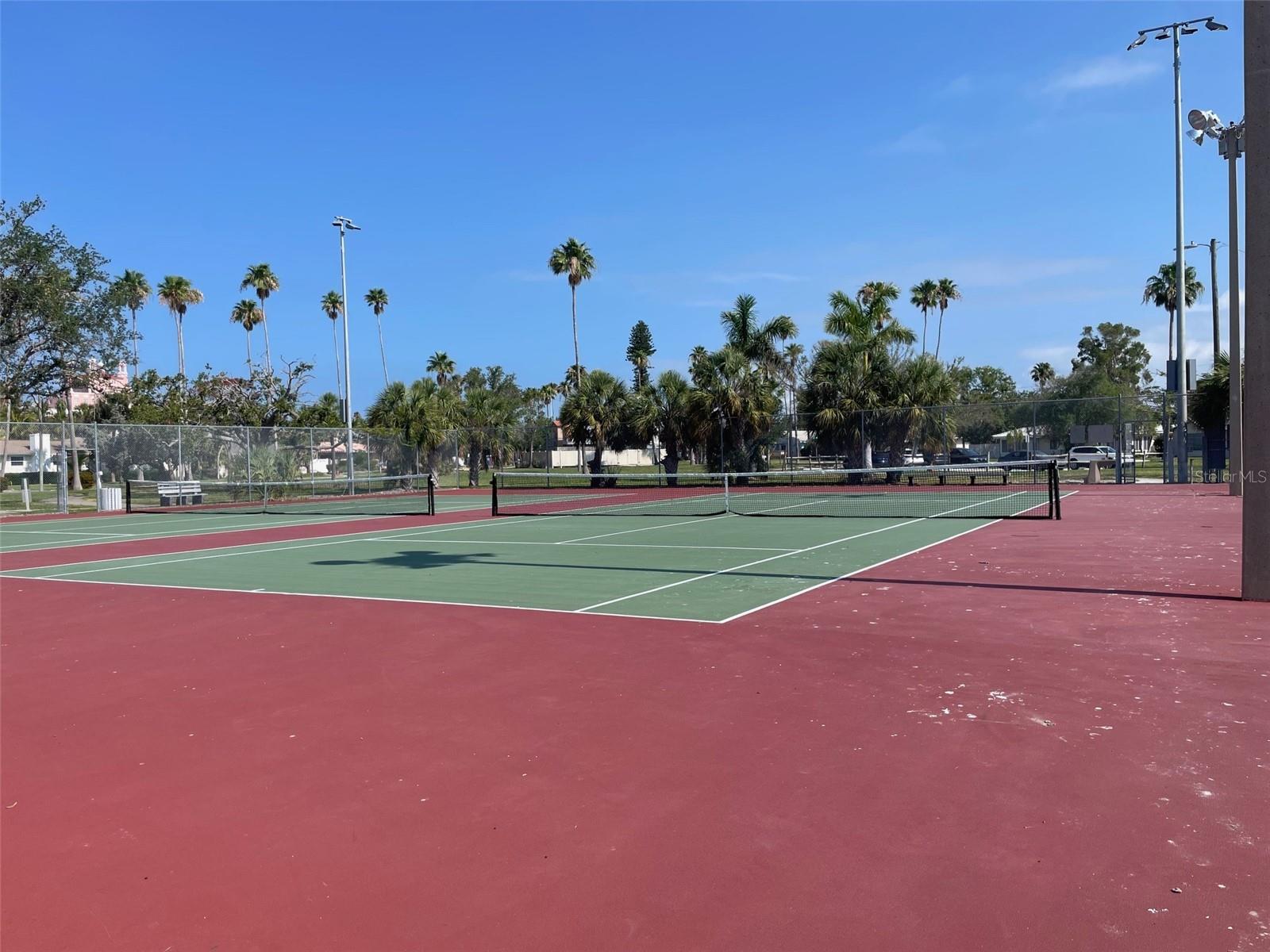 Tennis court across the street