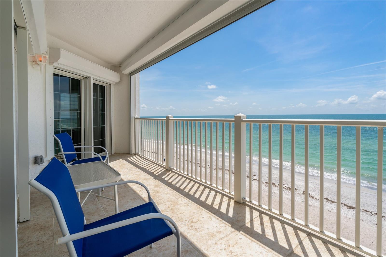 Balcony and beautiful view of the beach and the gulf