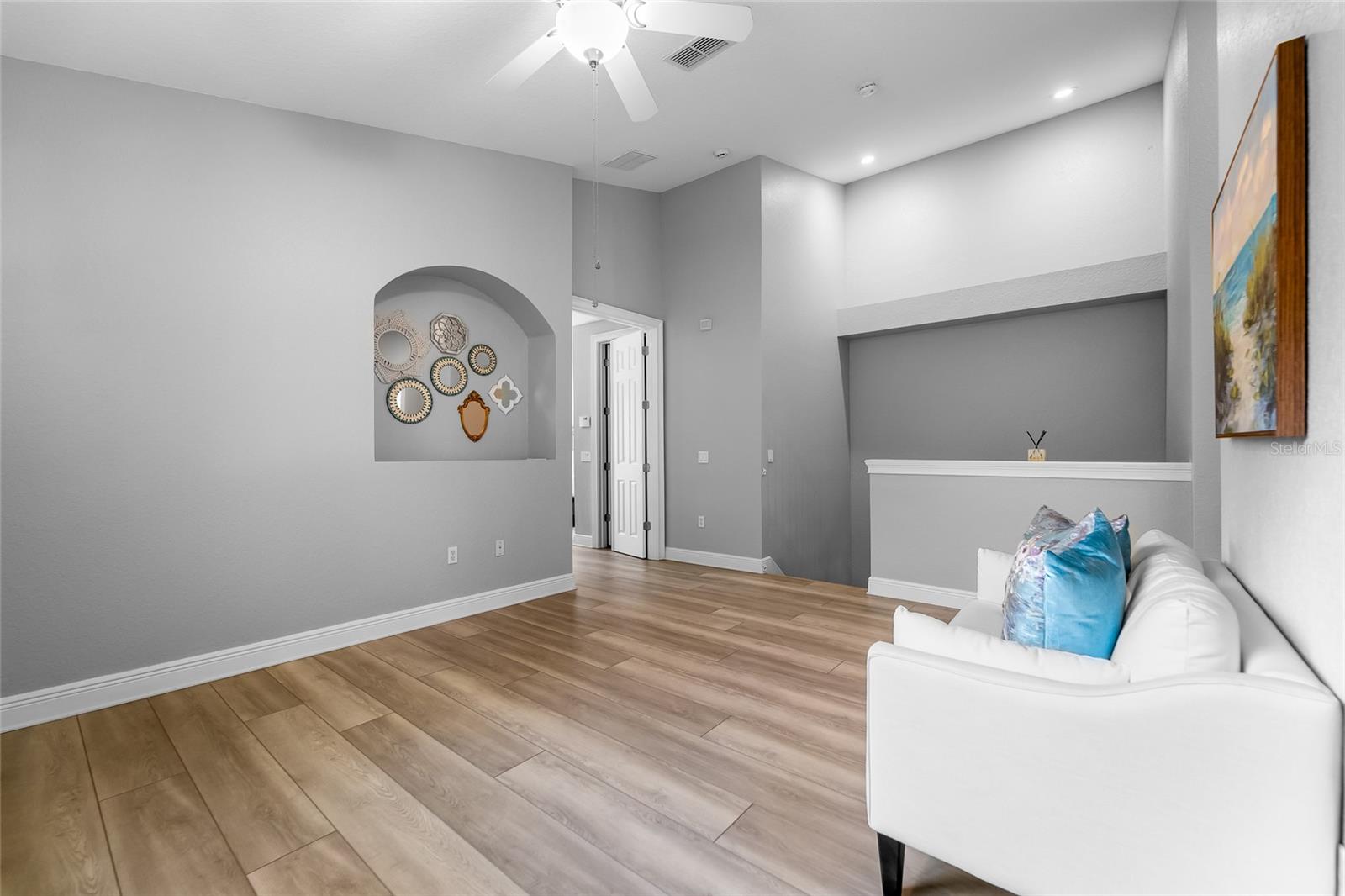 Bonus room at the top of the stairs.