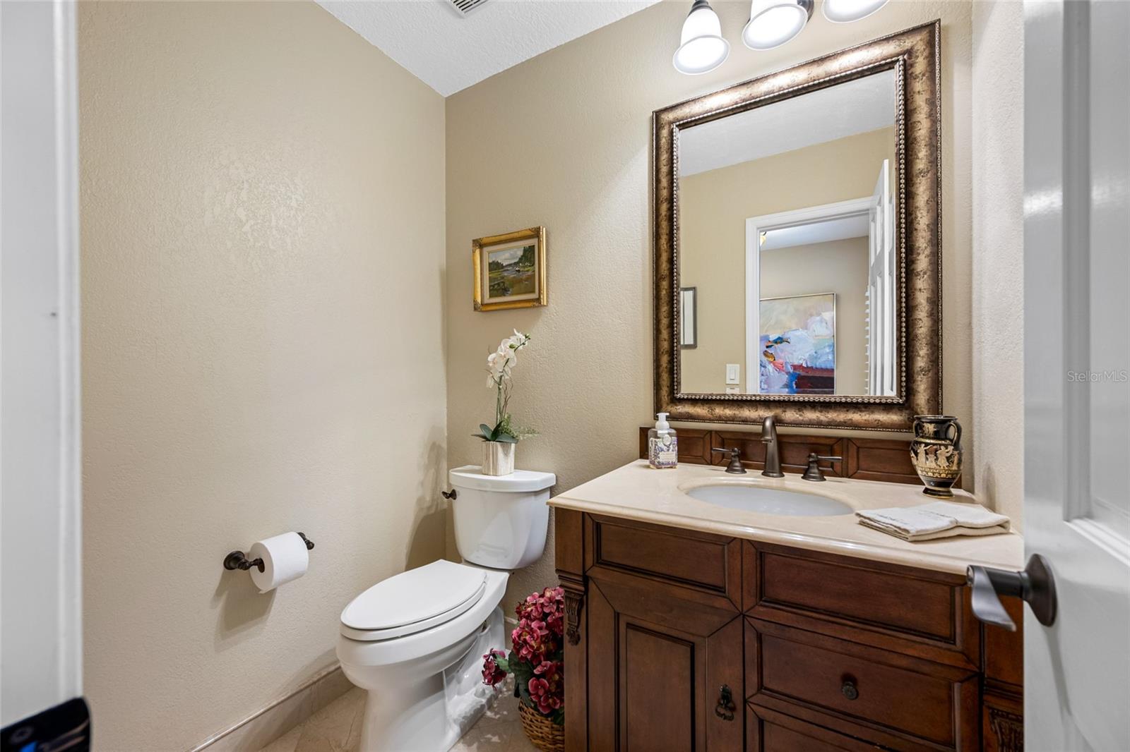 Half bath on lower level.