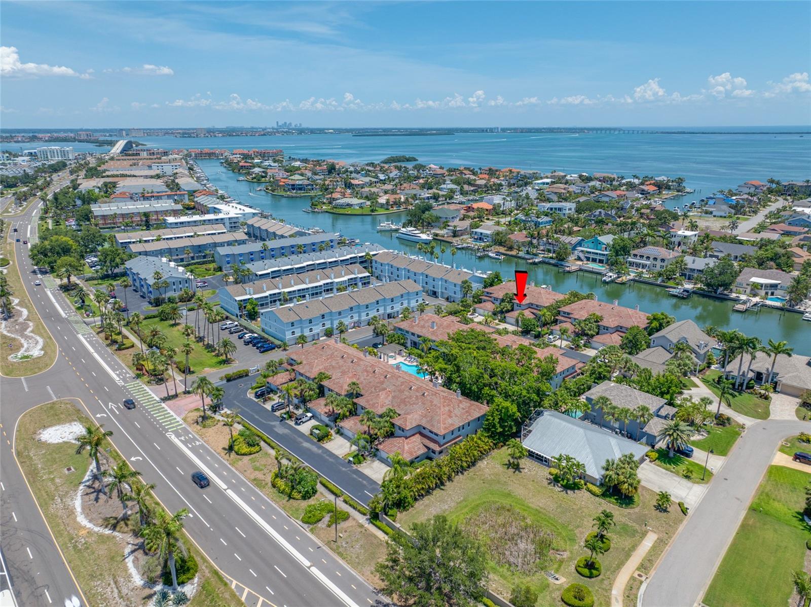 Aerial view to northeast. Downtown St Pete in distant background.