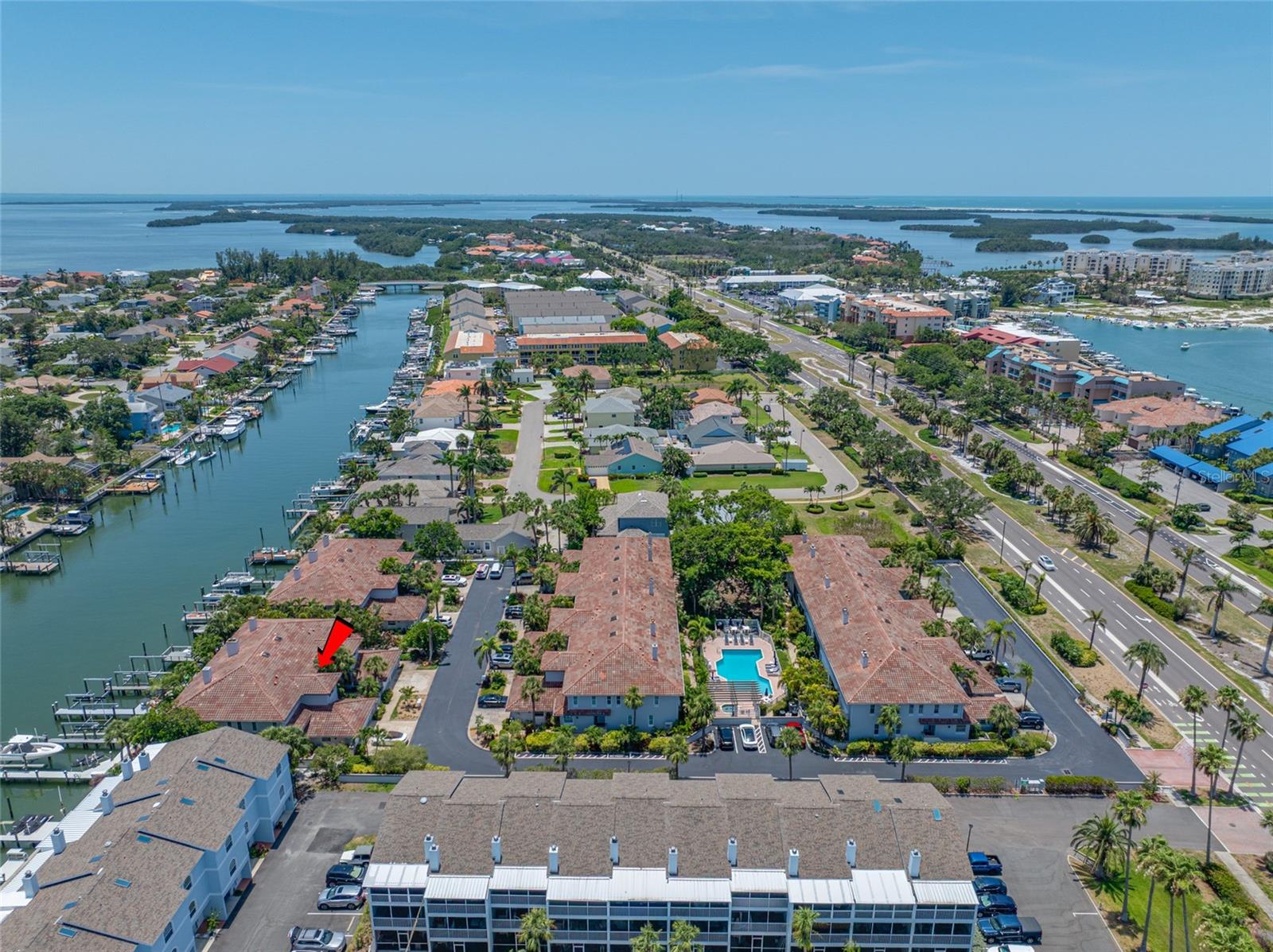 Aerial view to south with Ft Desoto Park in the background.