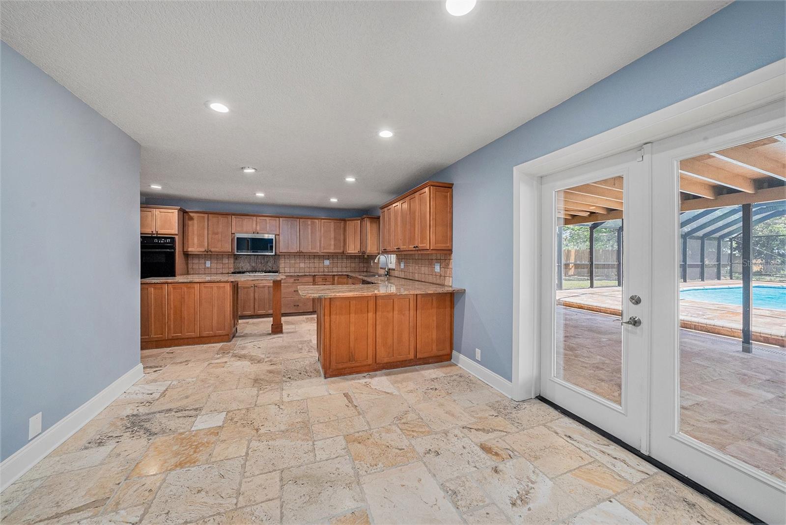 Kitchen and doors too pool