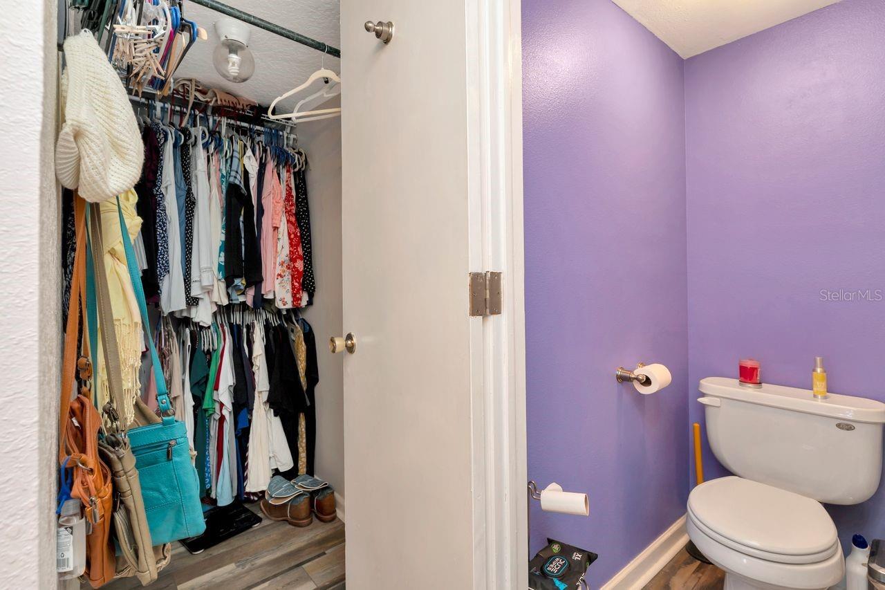 Large walk-in closet off of primary bath.