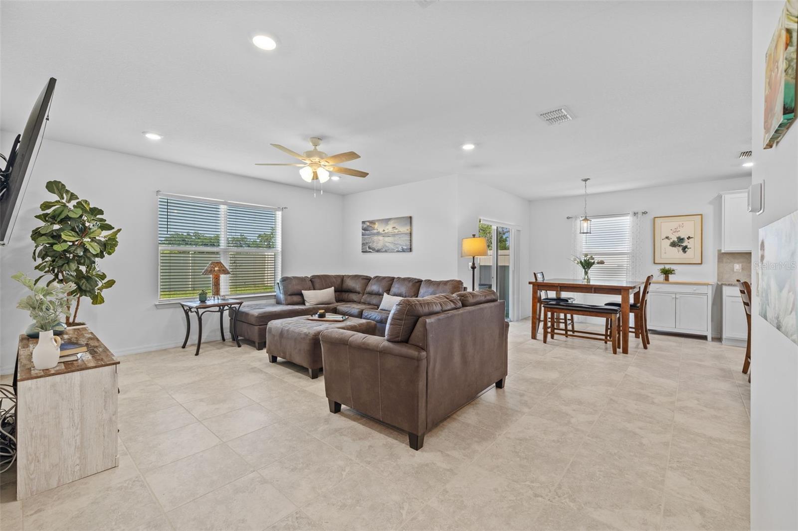 Family room with view into dining room