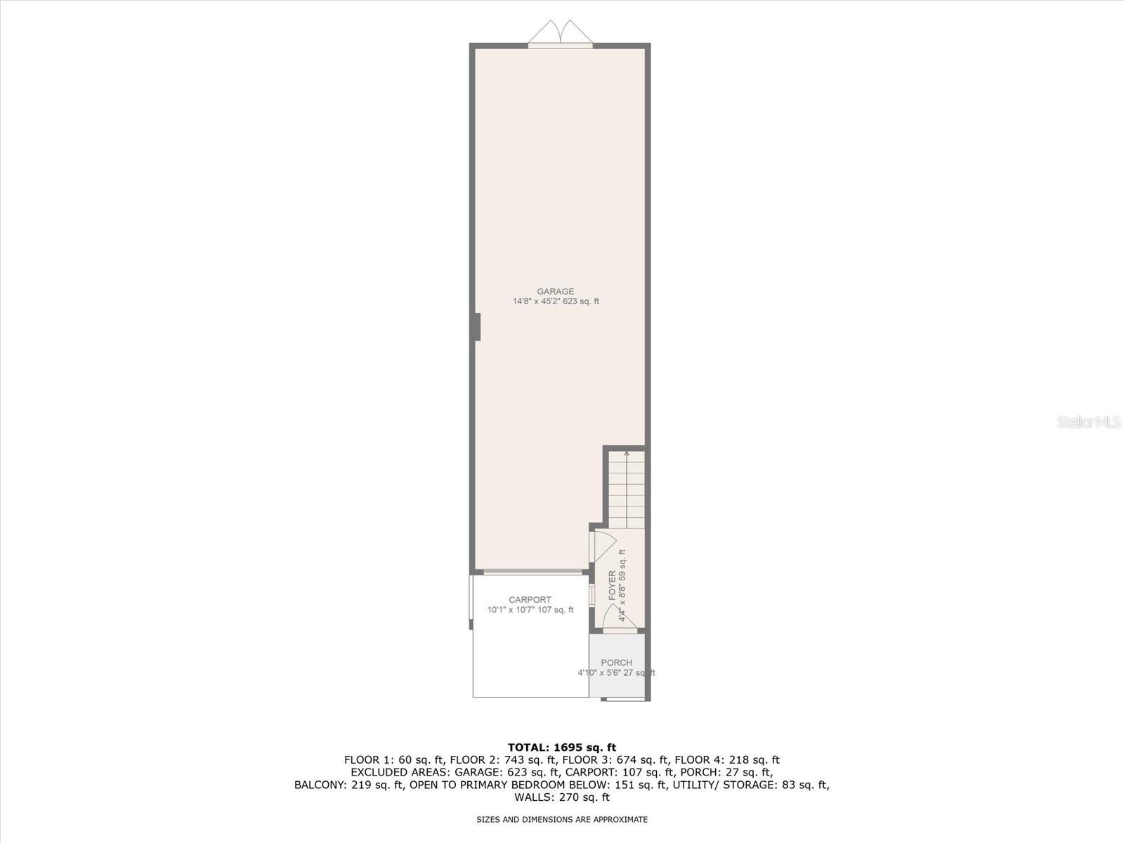 First floor with garage dimensions