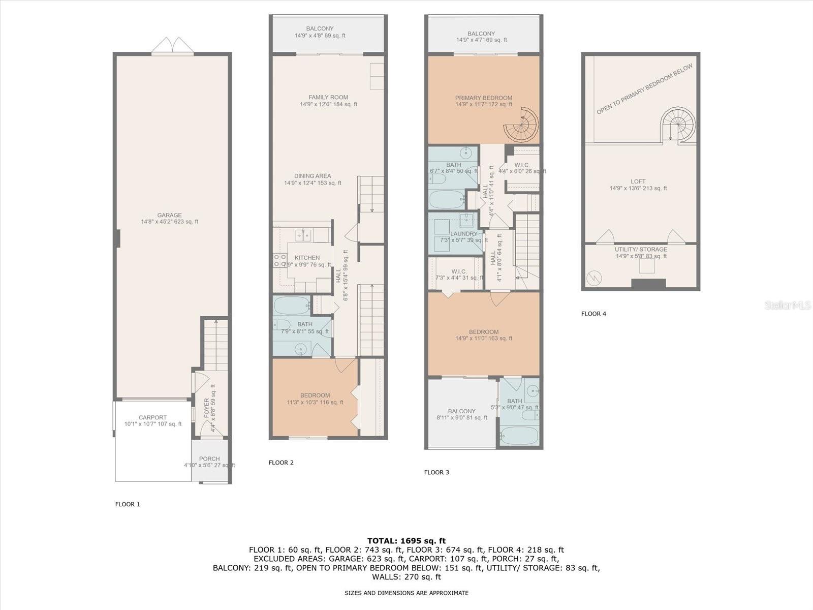 All floors with dimensions