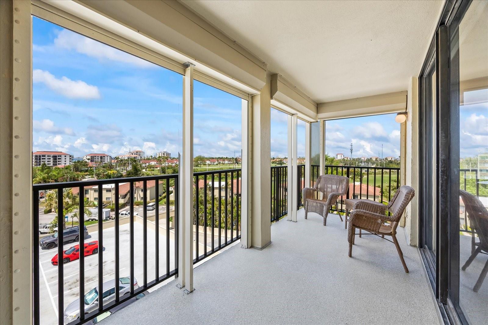 Spacious balcony with views of the Don Cesar in the distance