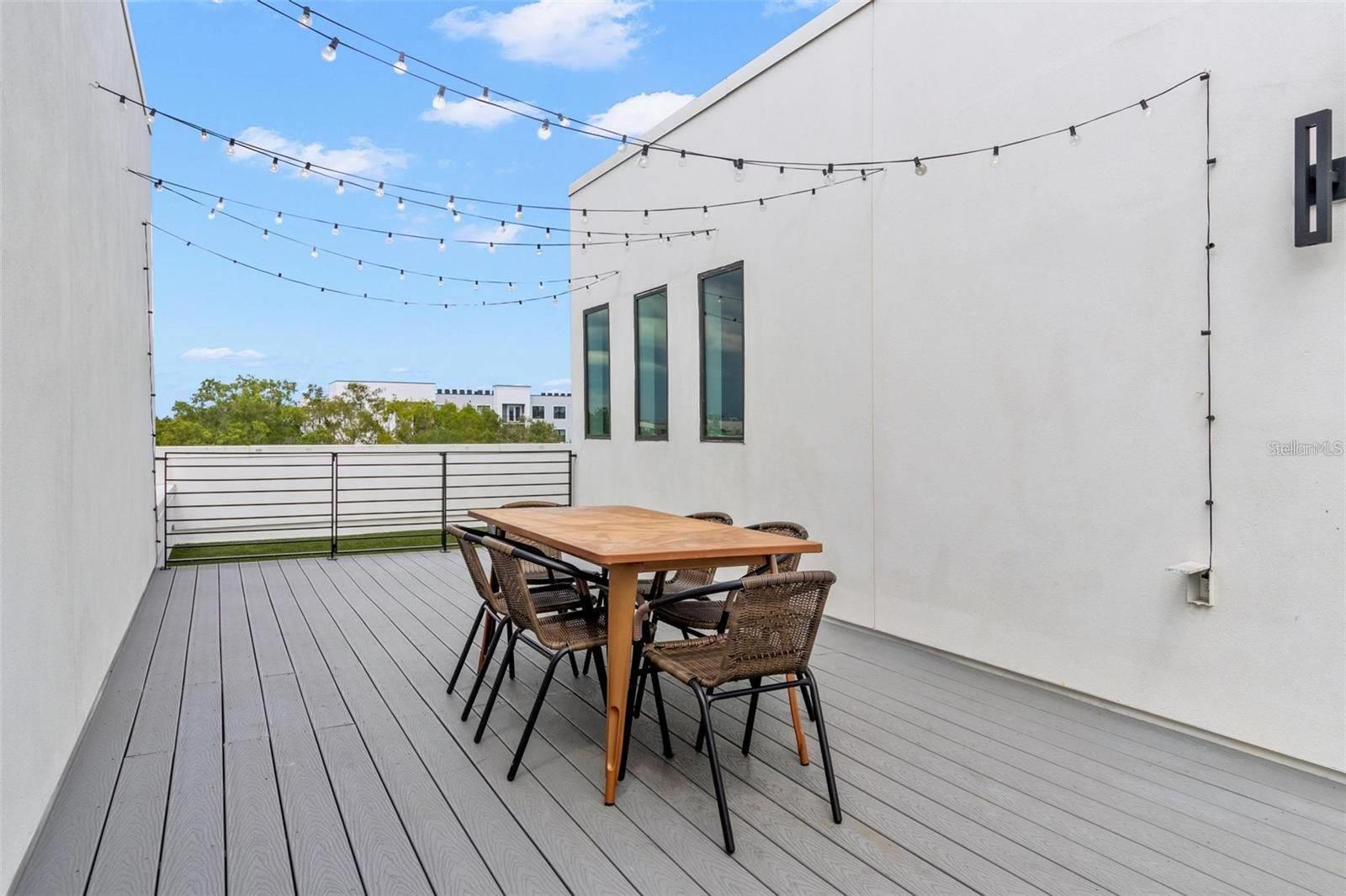 Rooftop terrace with trex decking and turf