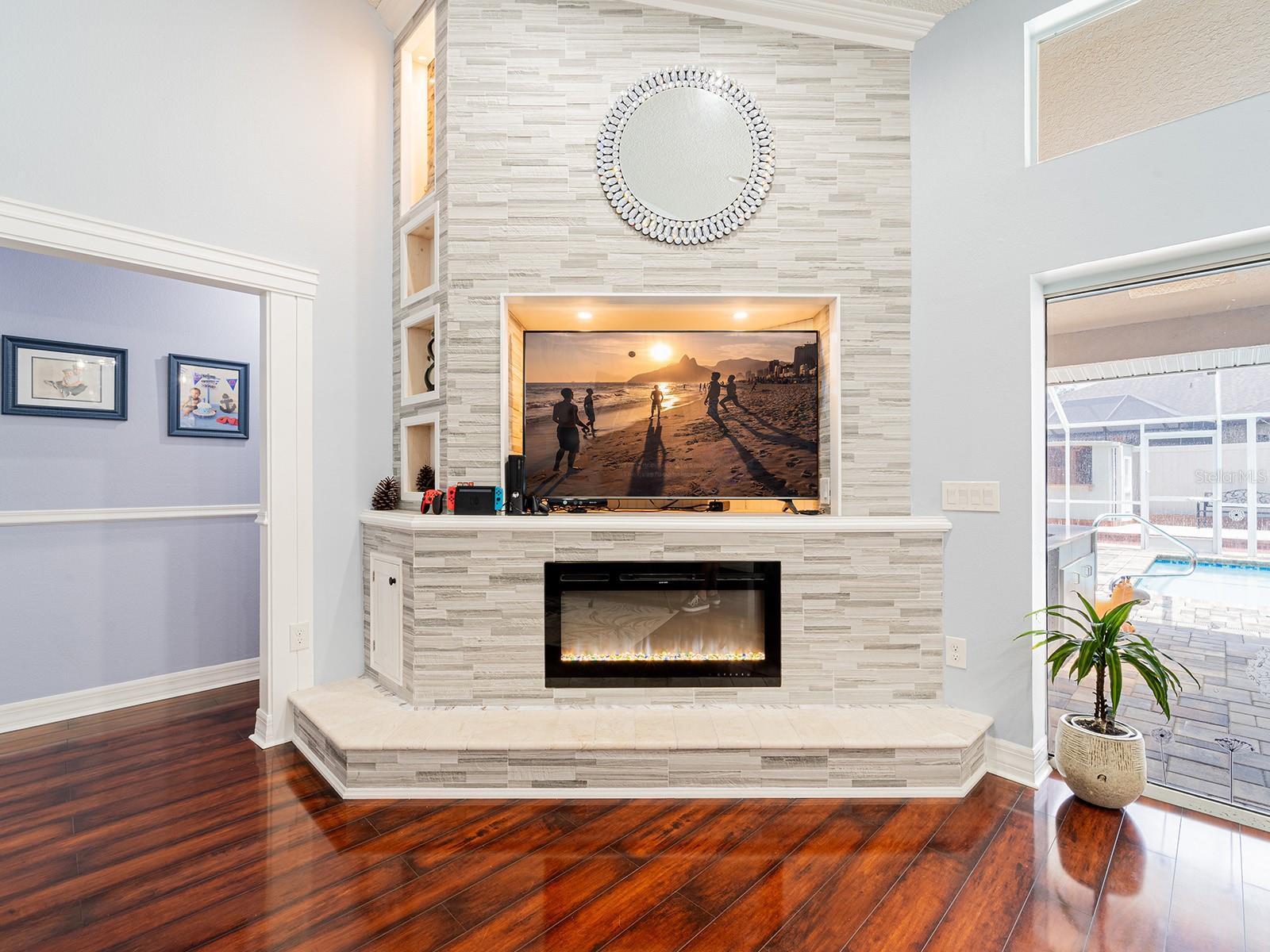 Fireplace with remote multicolor lighting feature
