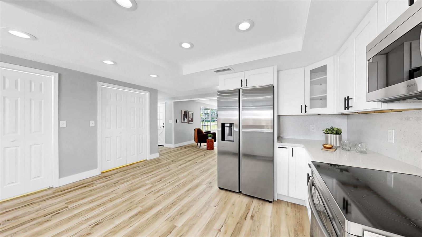 Kitchen leading to living