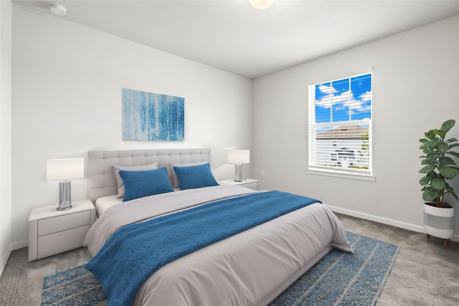Virtually staged: this Primary Suite is ready for your personal touch!  King sized bed can be easily fit with additional furniture.  Ensuite bath, walk in closet.