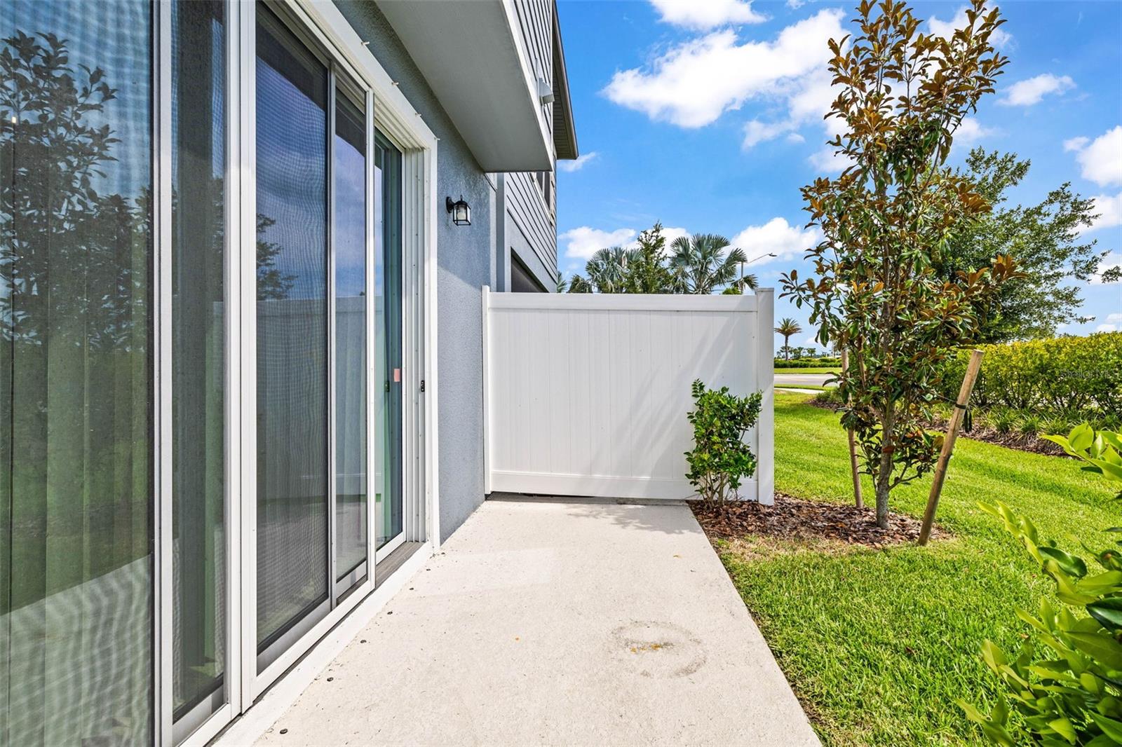 Outdoor space with privacy fencing