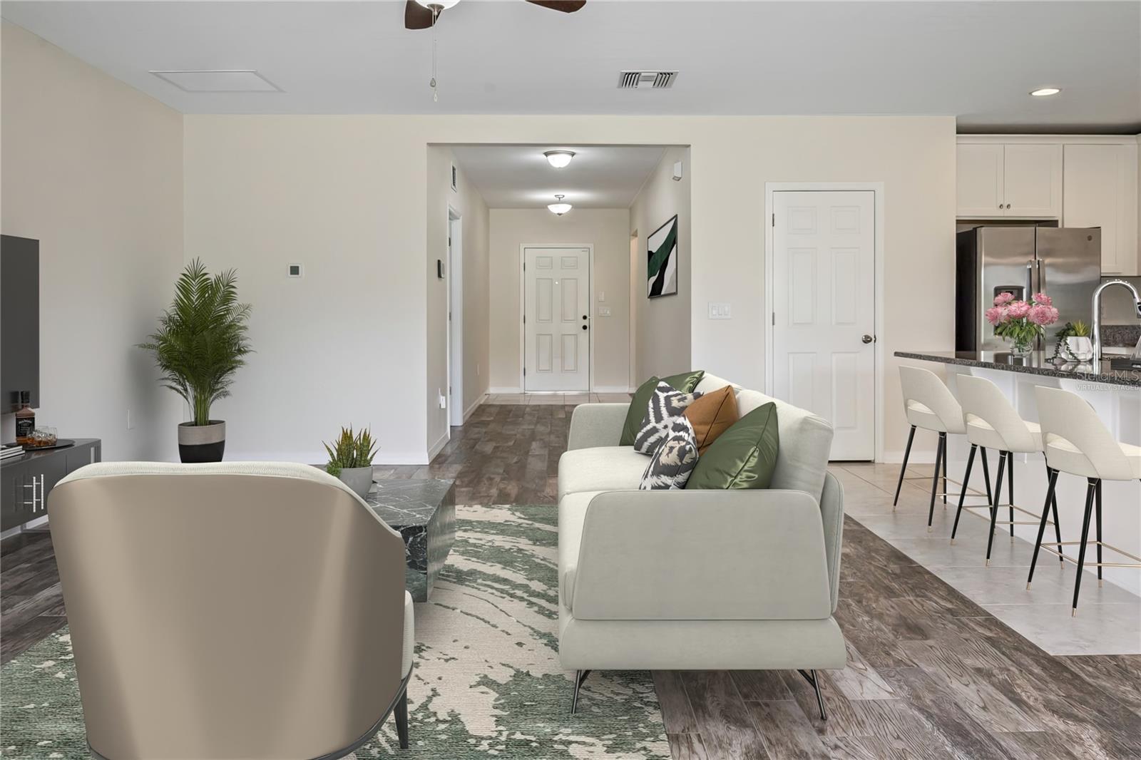 Virtually staged-Living Room