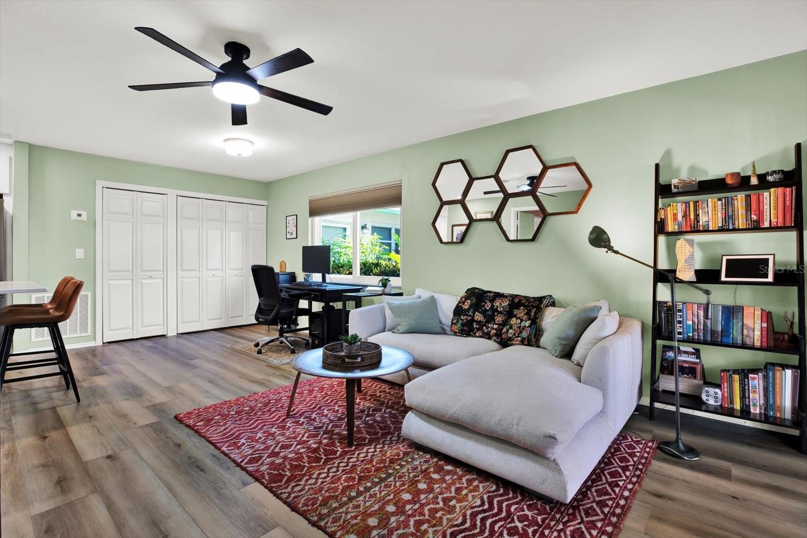 Bright, open-concept living area completely renovated in 2024