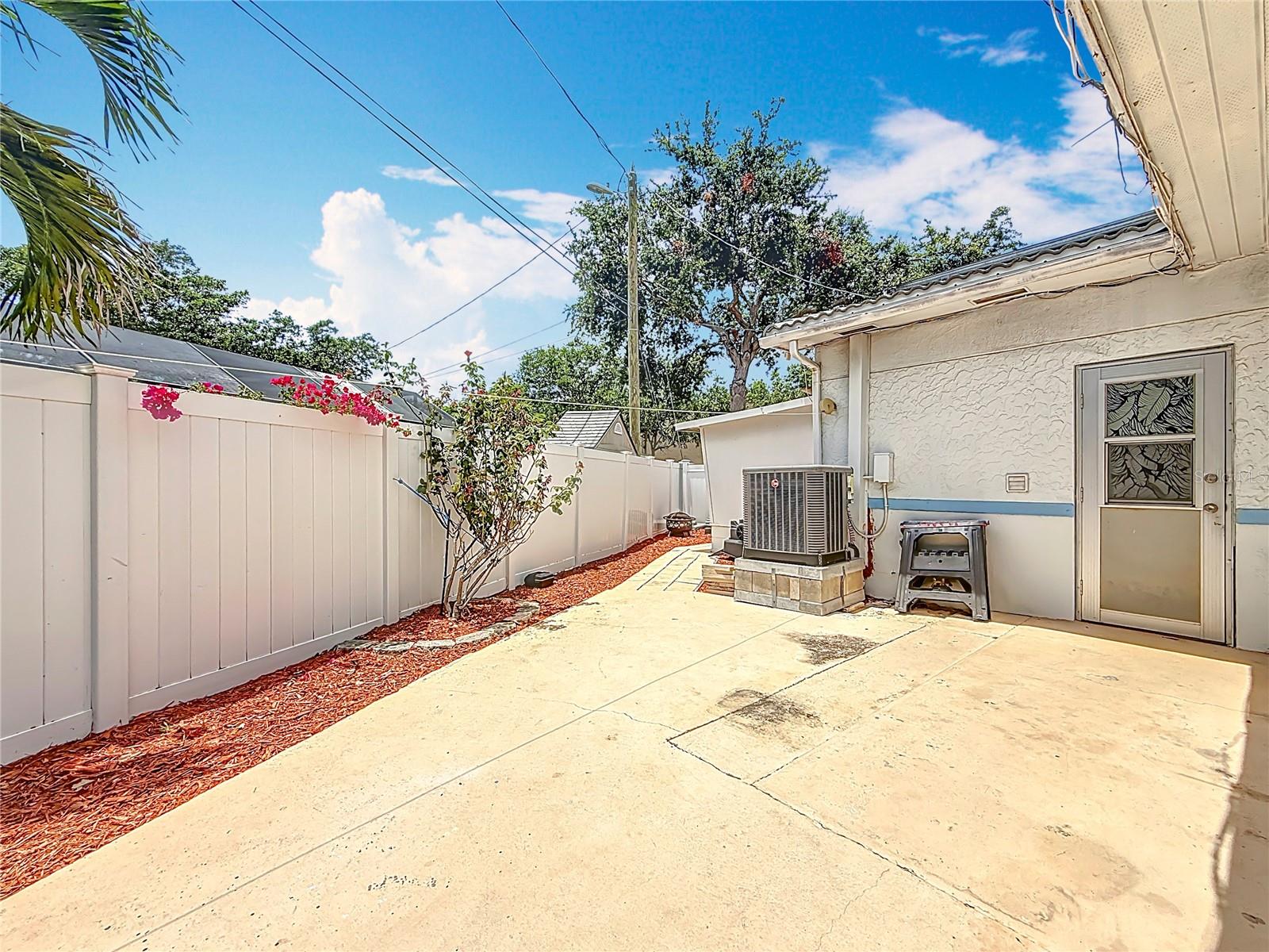 Back Yard, Large Concrete Deck for Entertaining