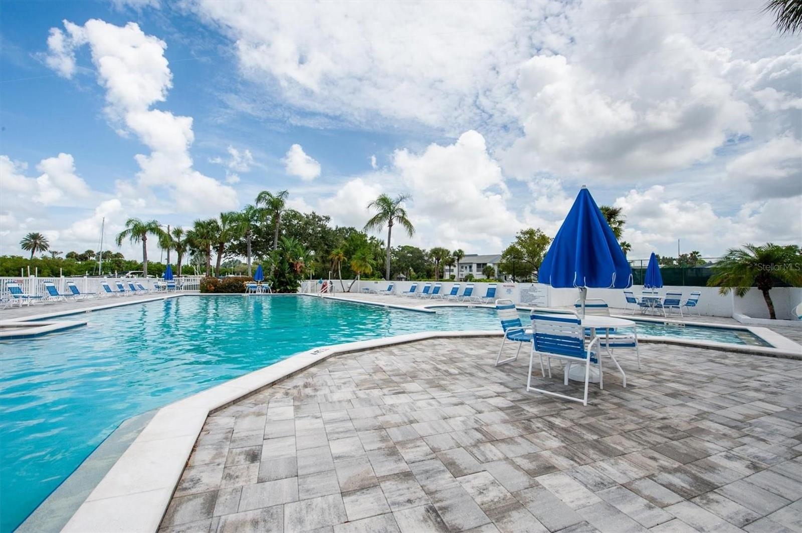 Community pool with seating