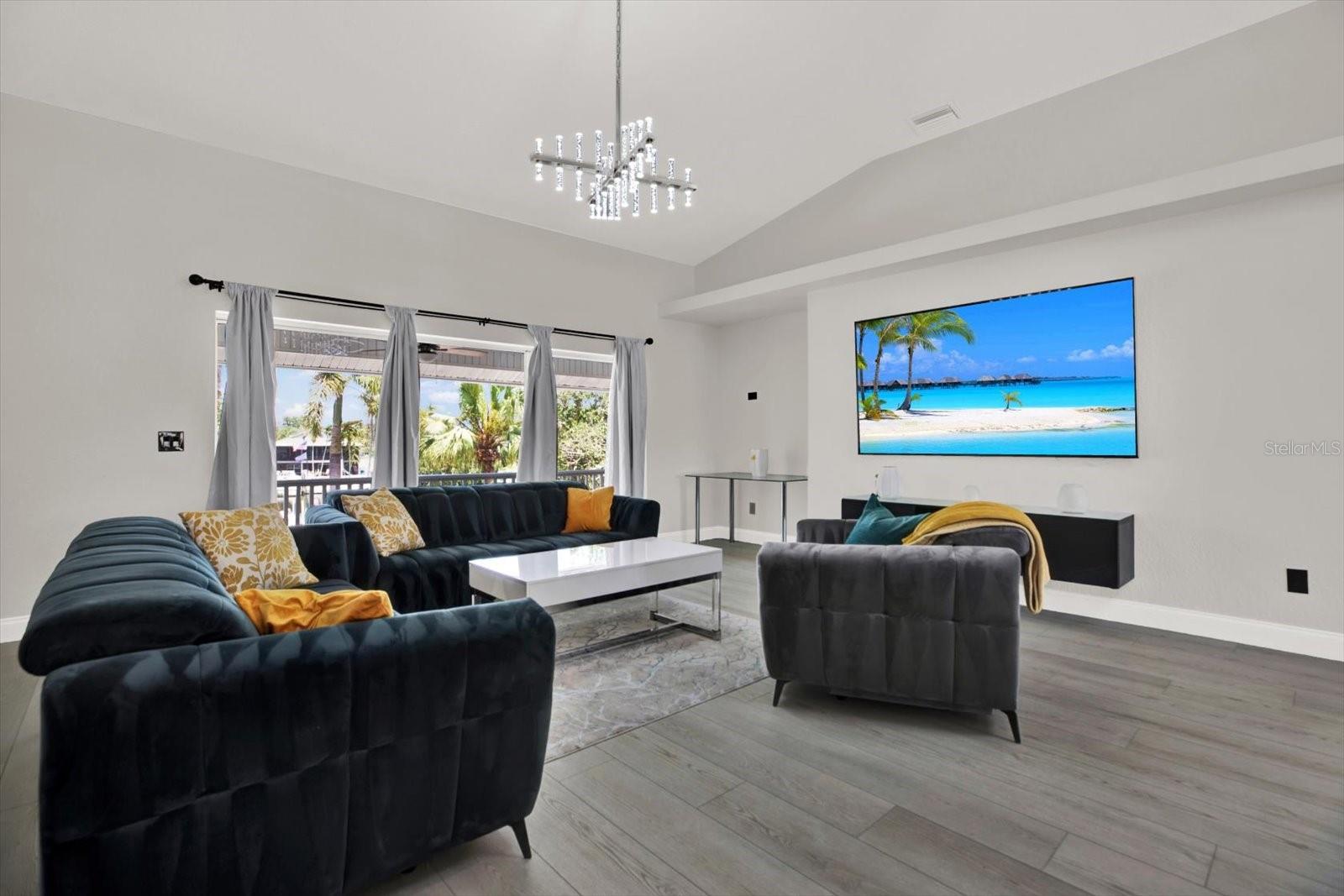 Living room with waterview