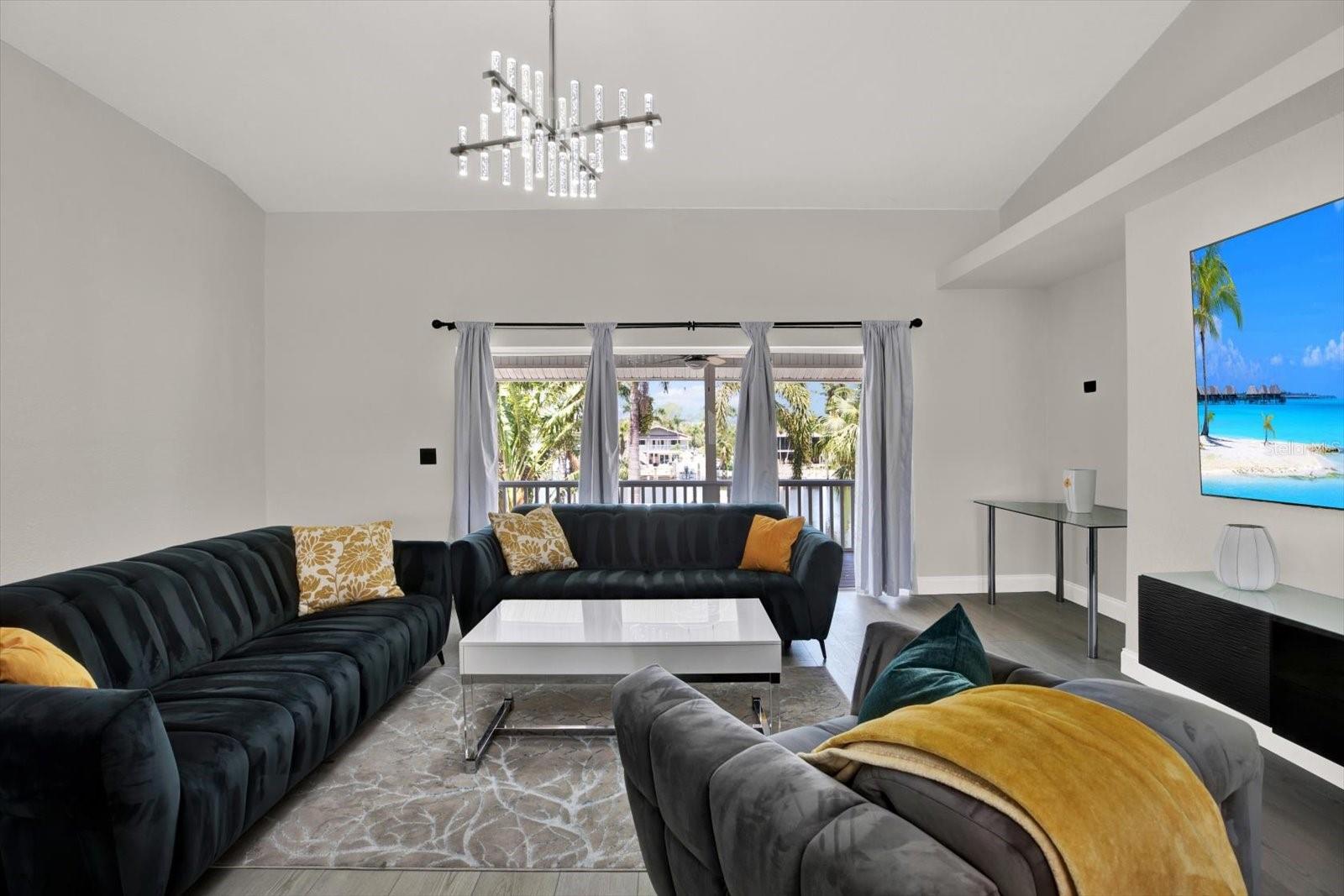 Living room with Waterview