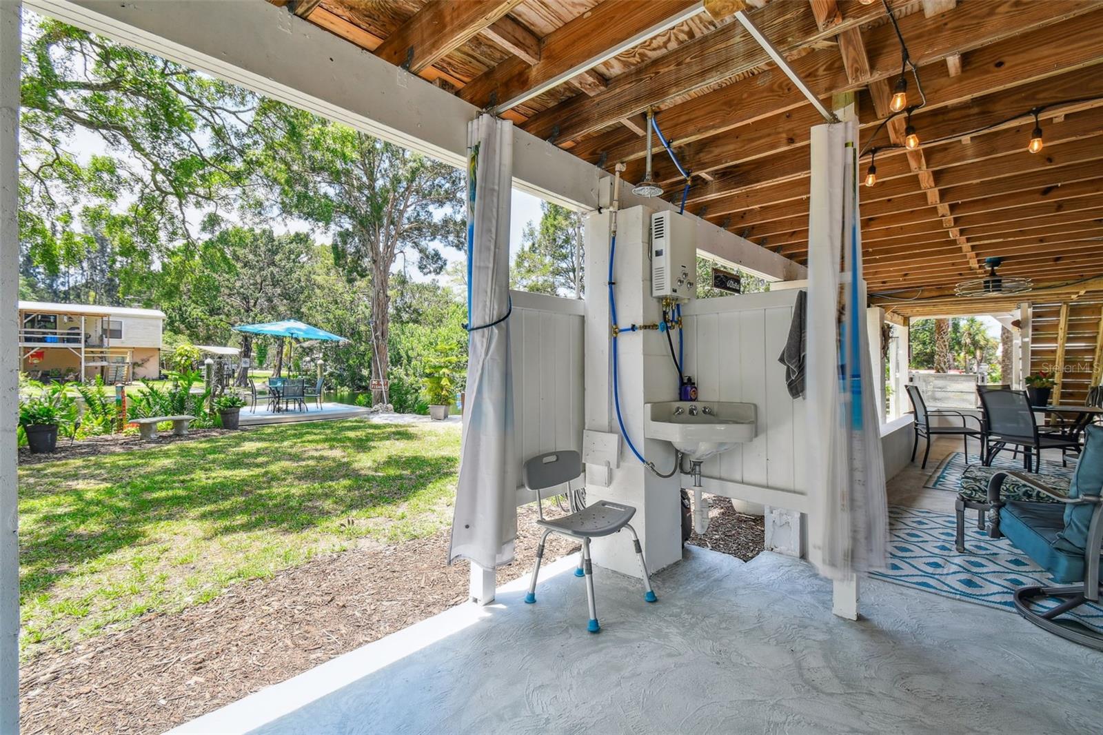 Cabana shower and sink perfect after a day of fishing