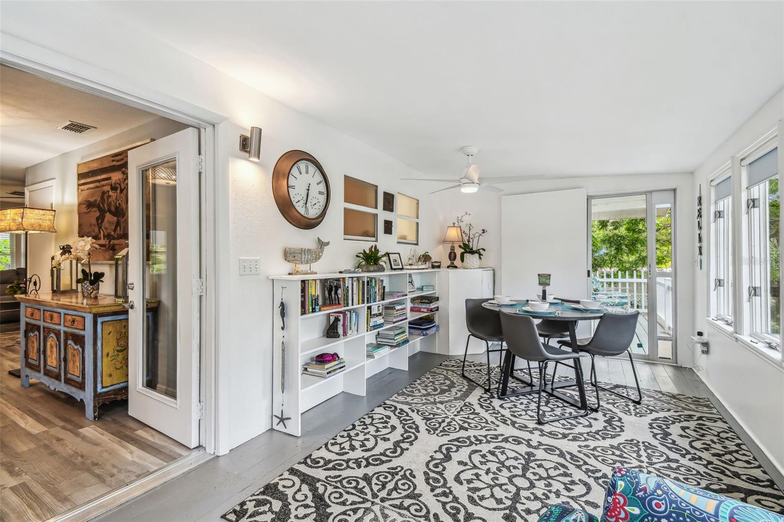 Sunroom flows to the kitchen
