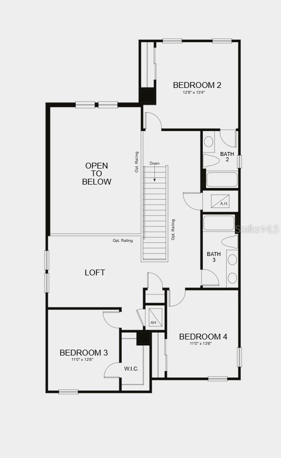 Second Floor Plan - Additional highlights include: gourmet kitchen, outdoor kitchen rough-in, and pocket sliding glass door